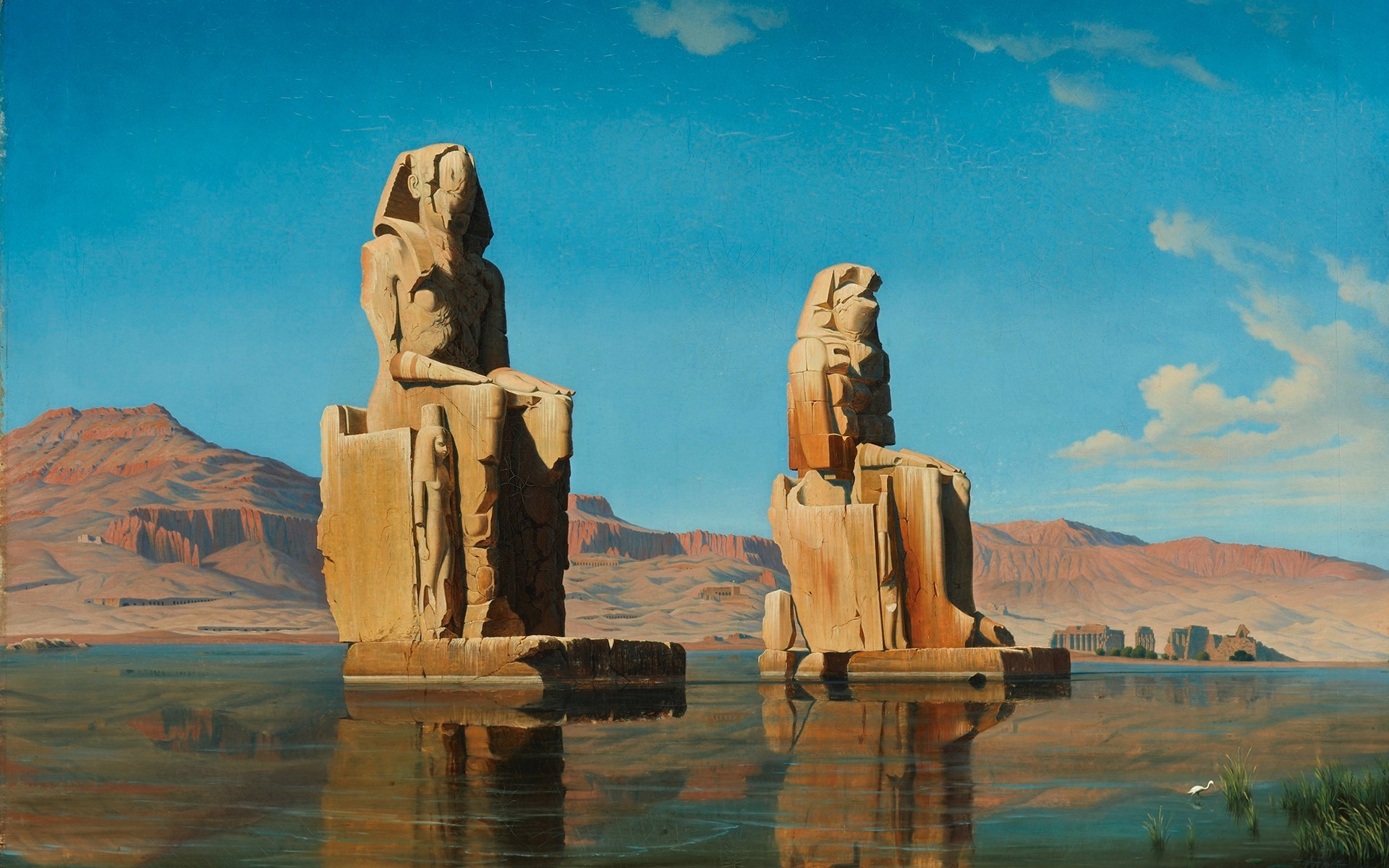 1920x1200 #rock, #Ra, #hills, #dune, #Egypt, #sand, #artwork, #statue, #gods,  #sculpture, #Abu Simbel, #Nile, # Hubert Sattler, #water, ...