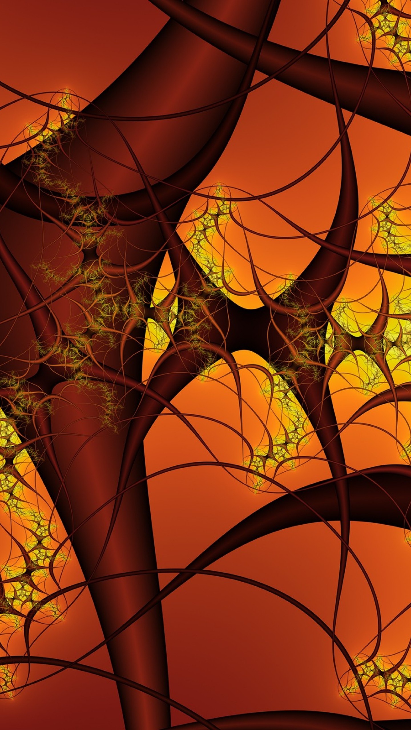1440x2560  Wallpaper black, orange, blood vessels, system