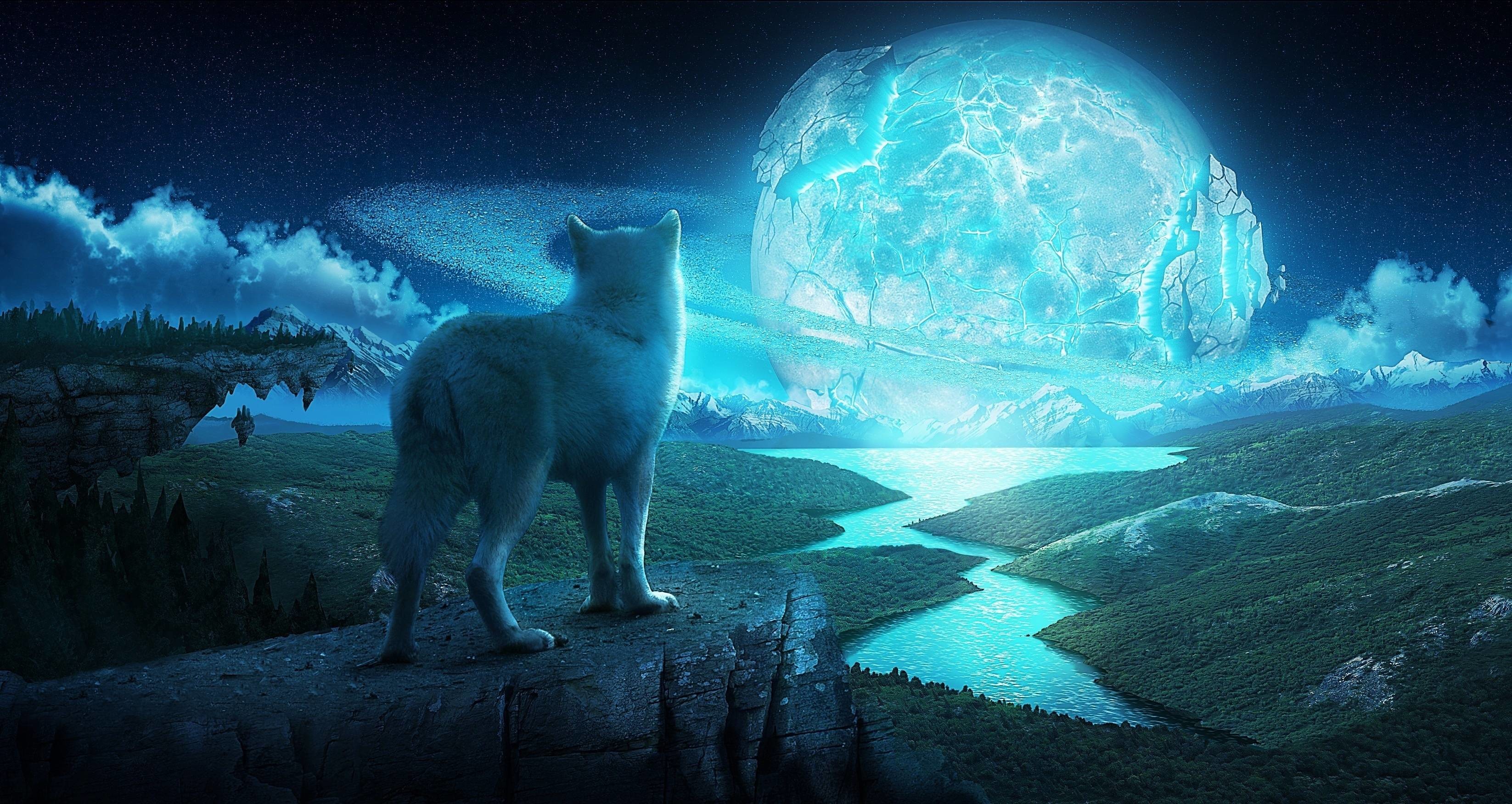 3293x1752 Wallpapers For > Mystical Wolves Wallpaper