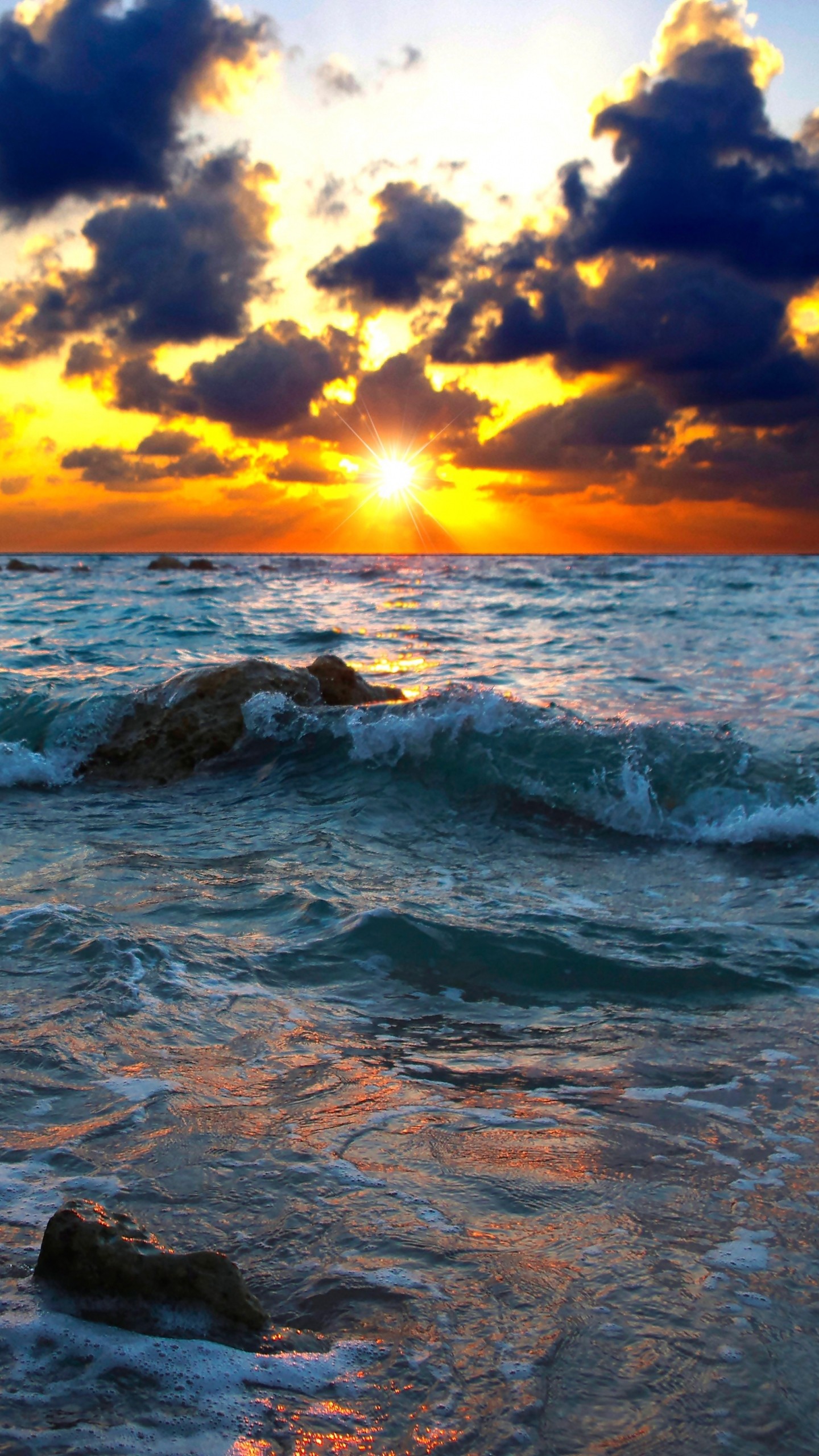 1440x2560 Preview wallpaper sea, surf, sunset, stones 