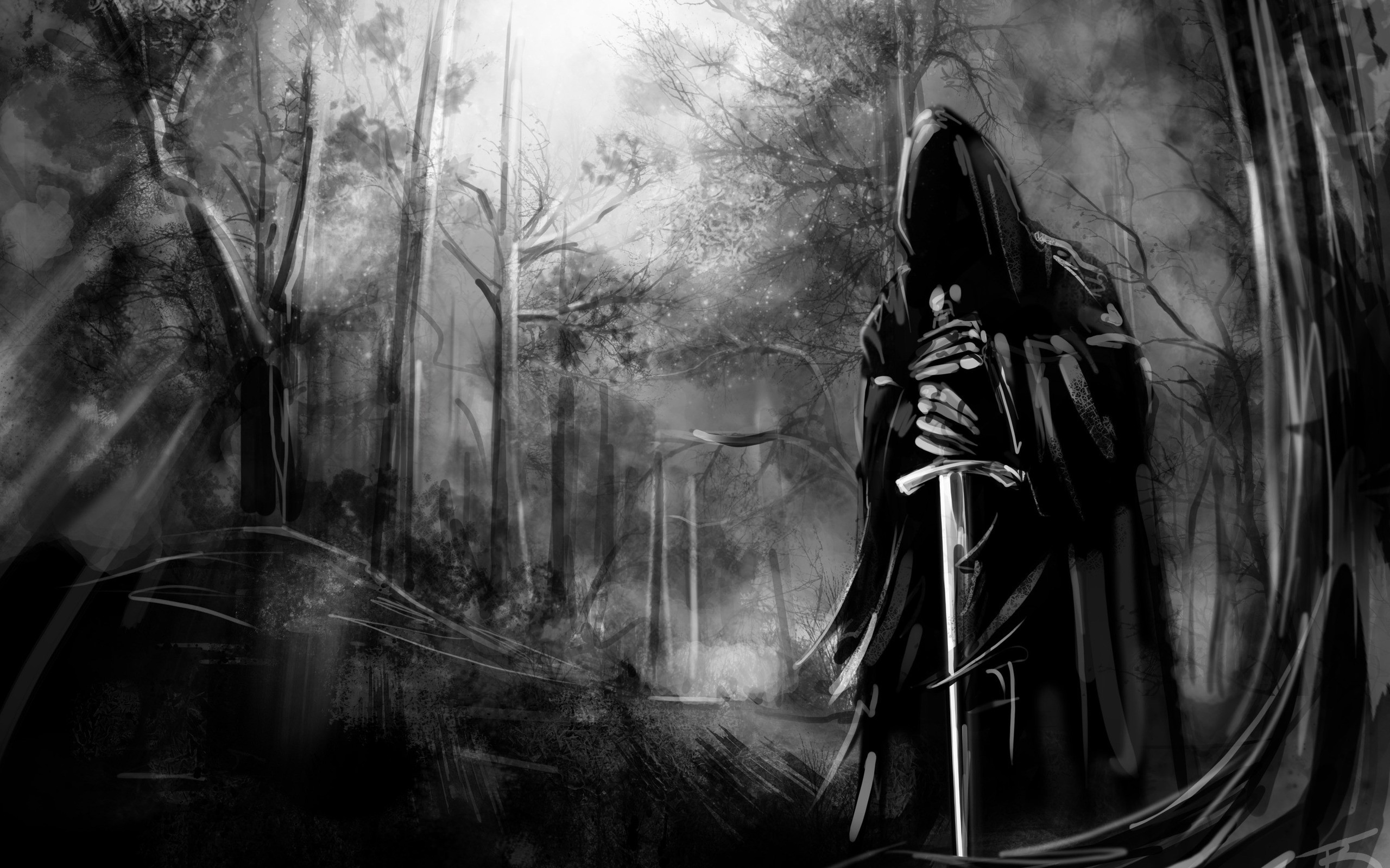 2560x1600 Black and white death forest gothic swords wallpaper |  | 10932 |  WallpaperUP