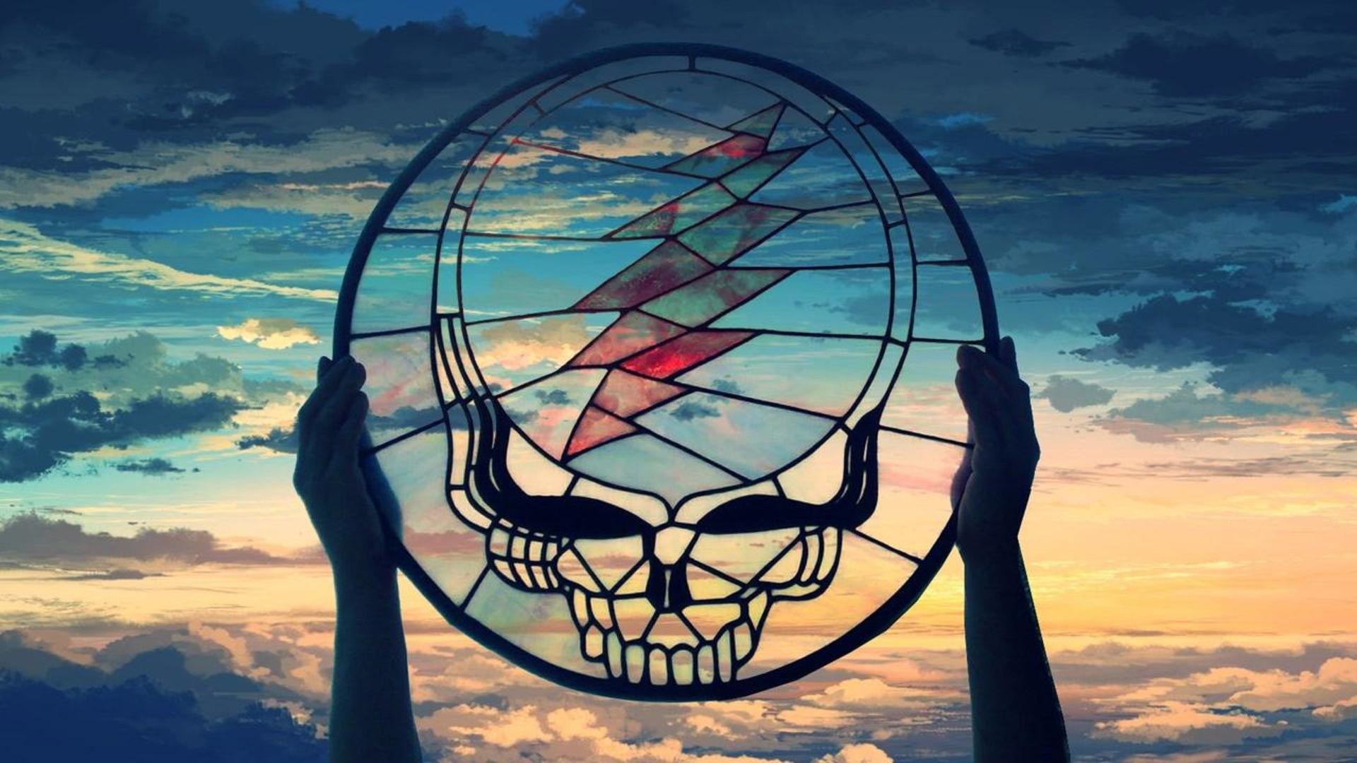 1920x1080 Grateful Dead (Stained Glass Stealie) over Painted Sky[ .