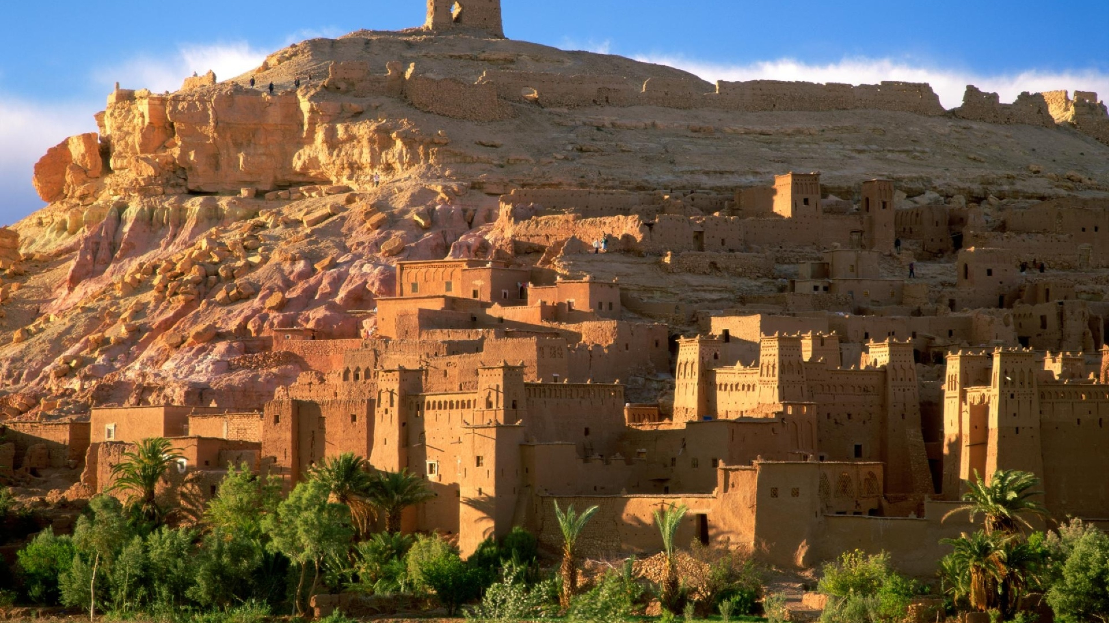 3840x2160 Preview wallpaper kasbah, ruins, sand, morocco, africa 