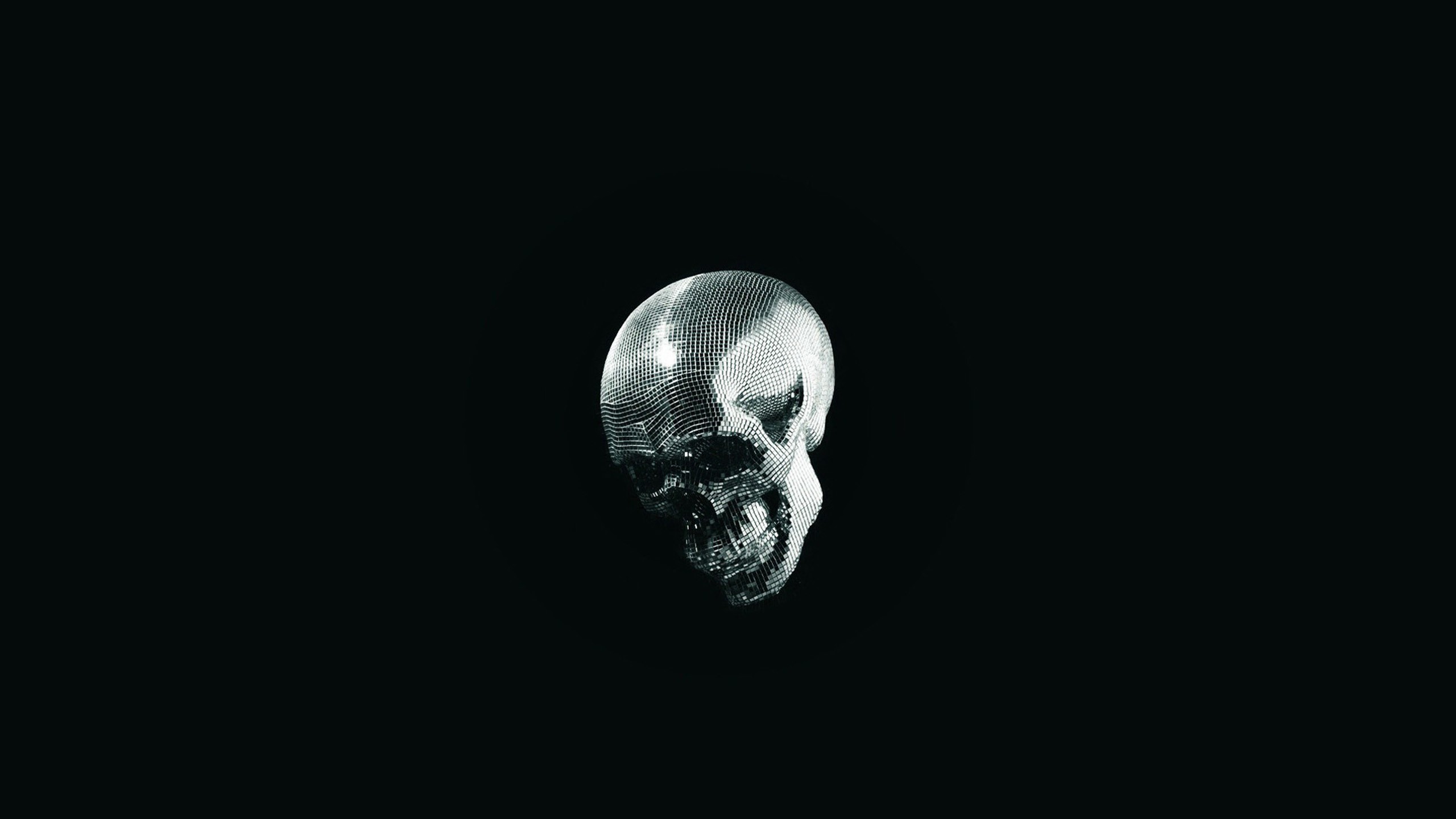 2560x1440 Skull Black Background PC Desktop Wallpaper 34209