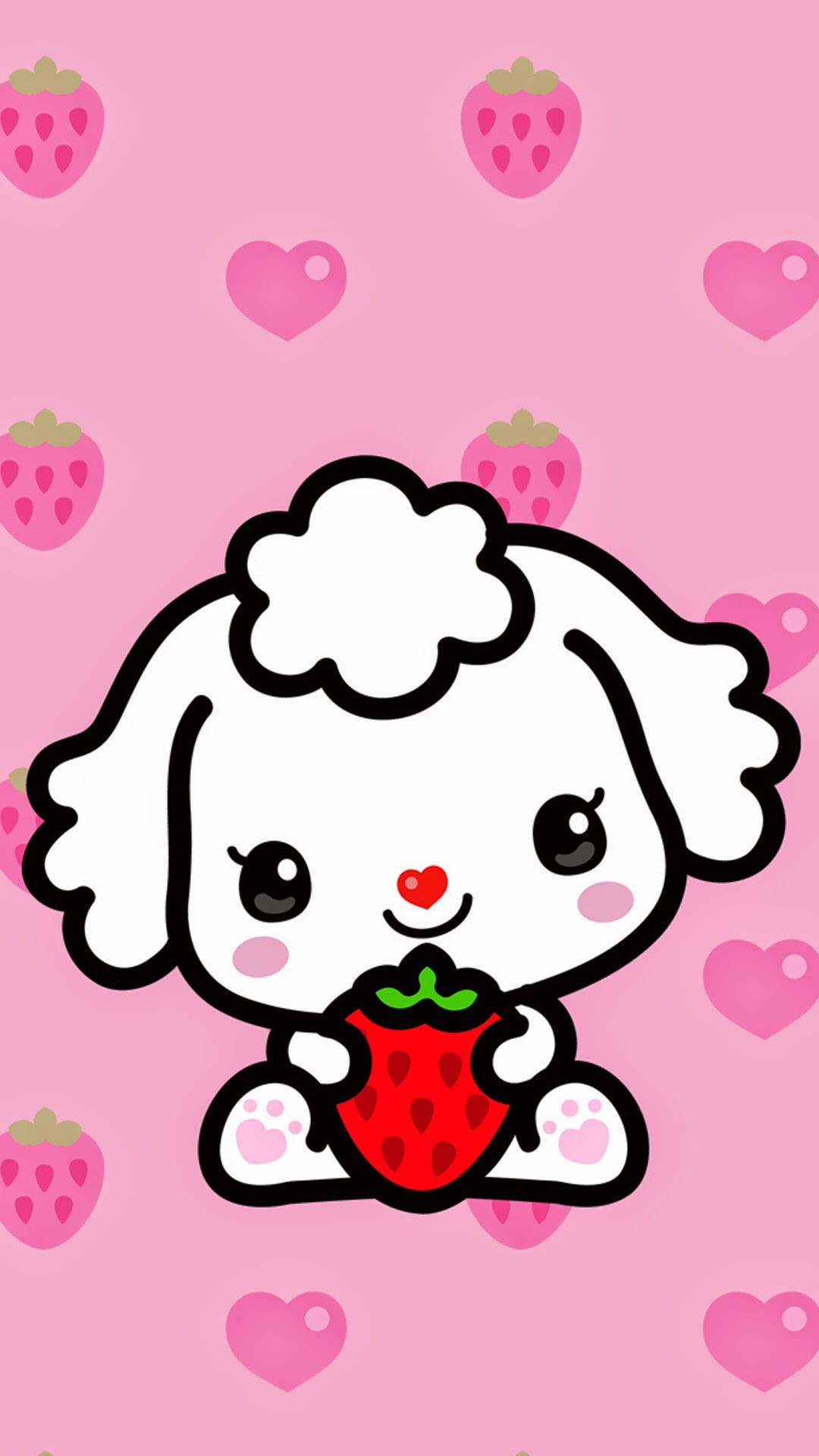 1080x1920 Page Background, Background Ideas, Kawaii Cute, Iphone Wallpaper, Lamb,  Punch, Strawberry, Sanrio, Cartoons