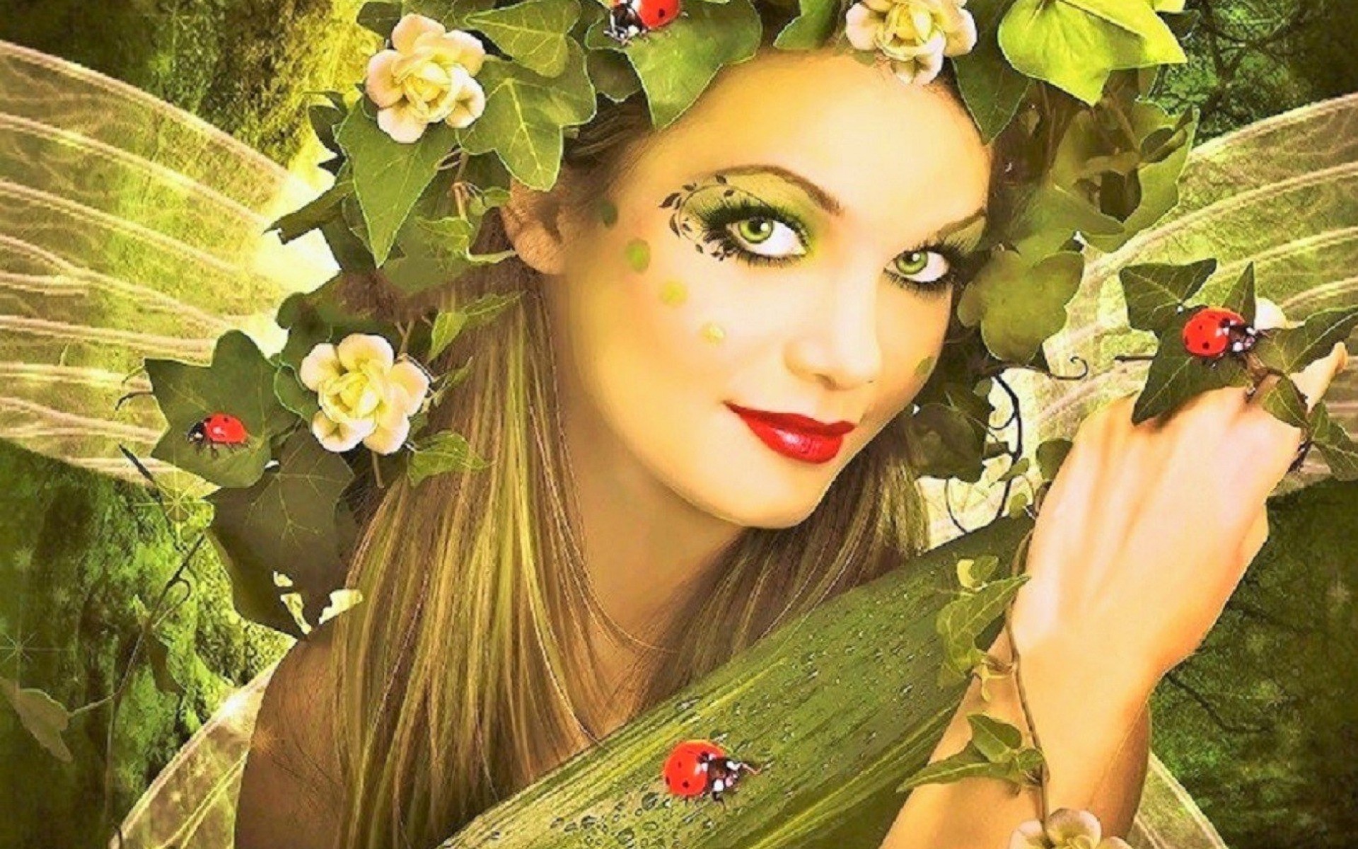 1920x1200 Pretty Lady Bug Fairy wallpapers and stock photos