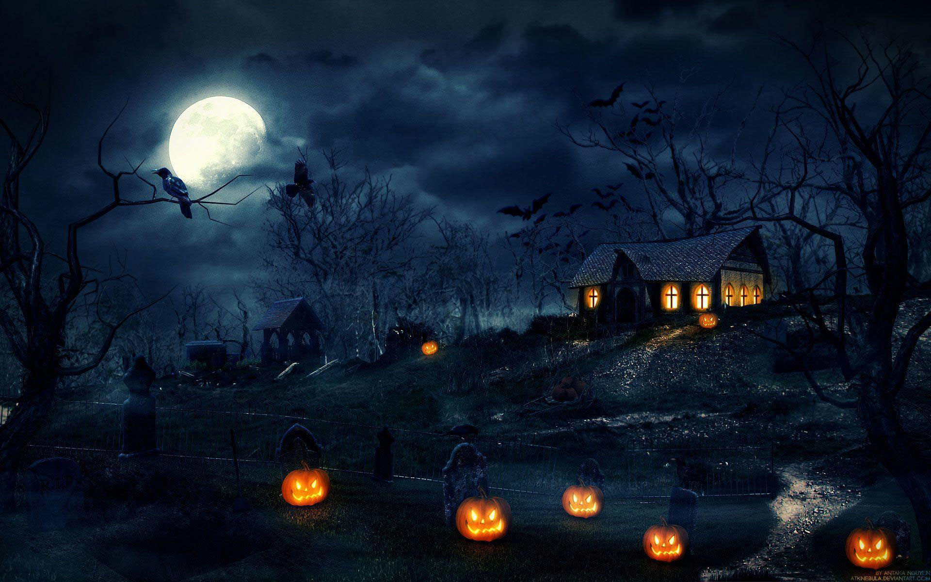 1920x1200 Halloween-House-Background-HD