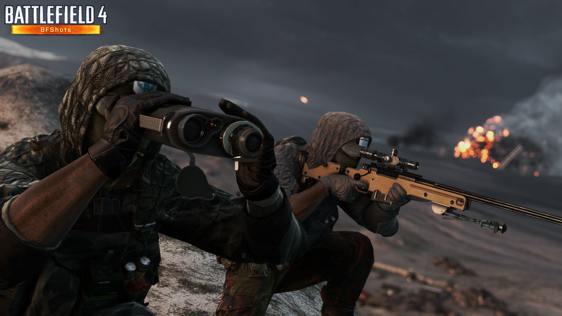 1920x1080 Battlefield 4, Recon Soldiers sniping from the mountain  wallpaper