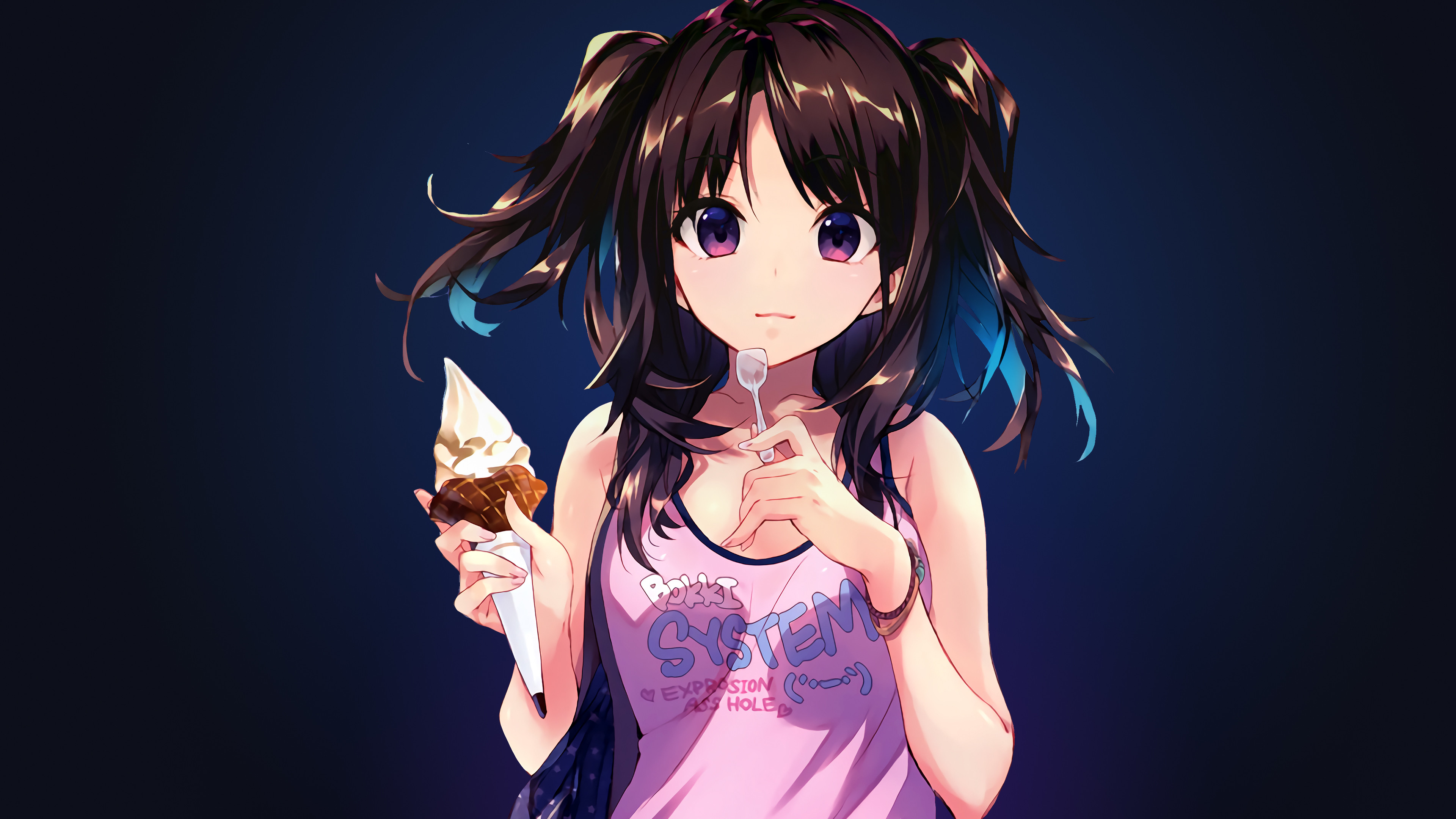 3840x2160 Icecream Anime Girl 4K