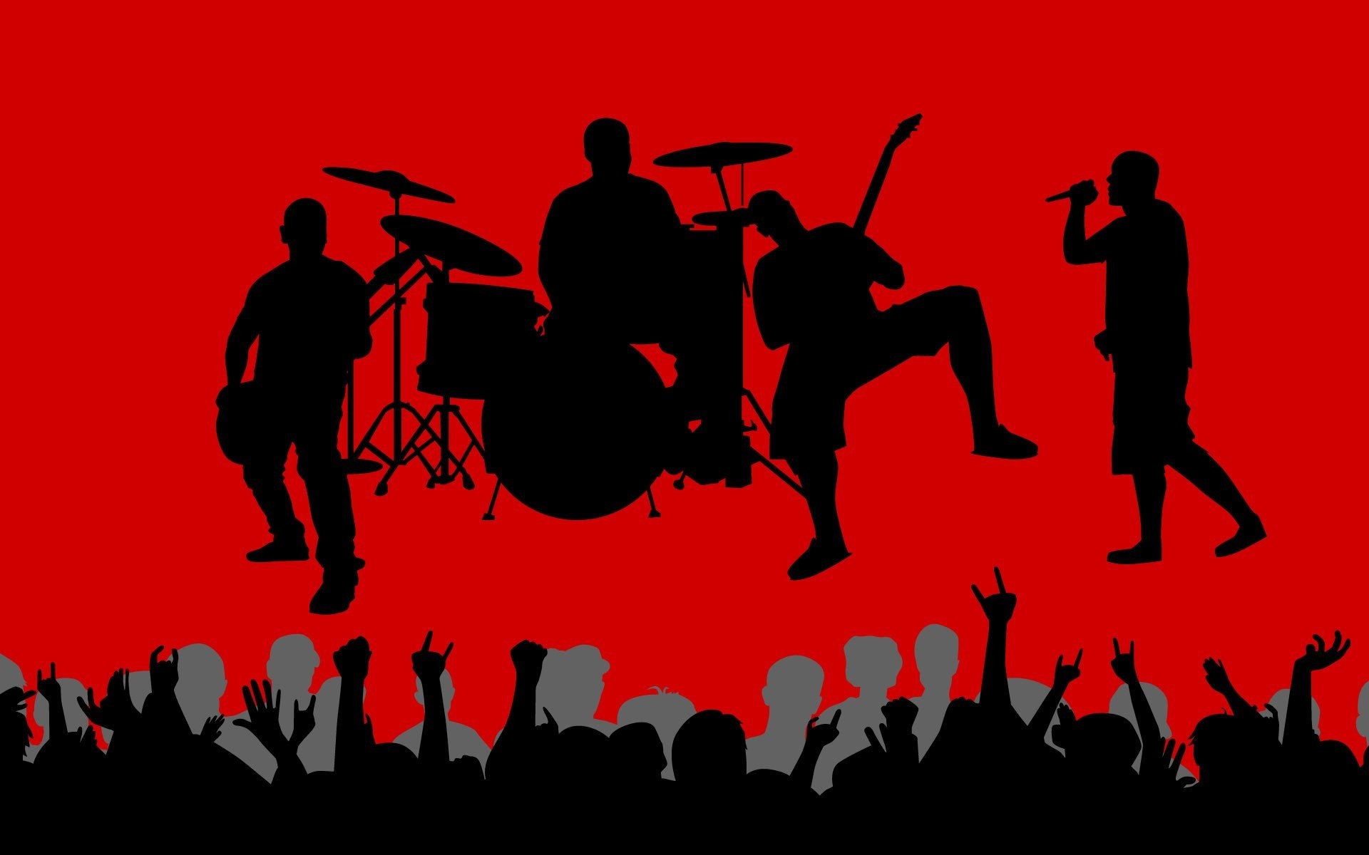 1920x1200 music, Vectors, Shadows, Crowd, Band, Red, Background Wallpapers HD /  Desktop and Mobile Backgrounds