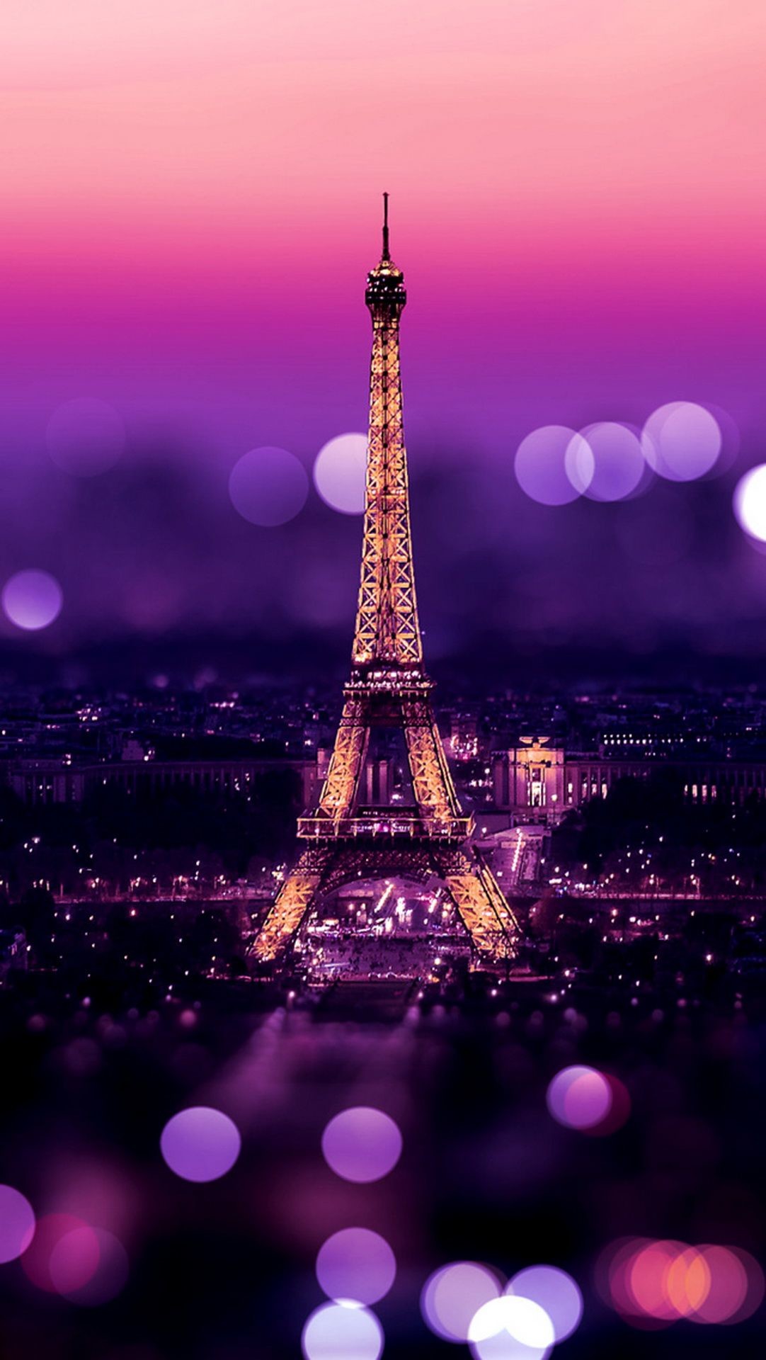 1082x1920 Tour Eiffel (Paris) + Bokeh + Purple + Warmth