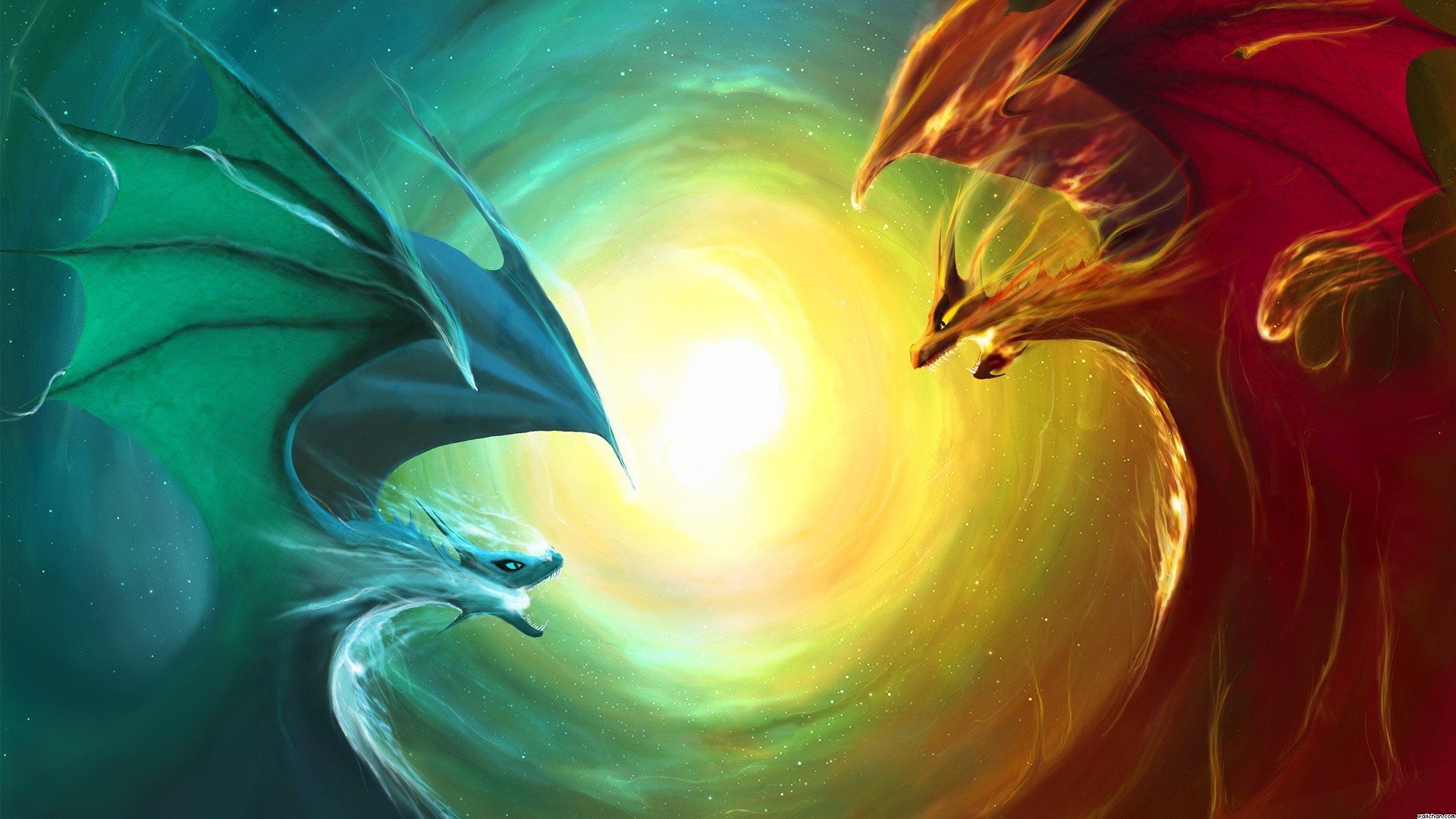 1920x1080 Dragons Â· Red And Blue Wallpaper ...