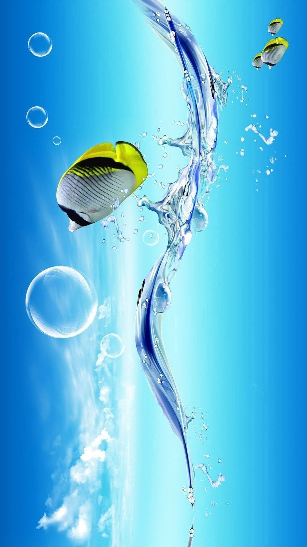 1080x1920 3D Clownfish iPhone 6 plus wallpaper - ocean, fish, water, bubble