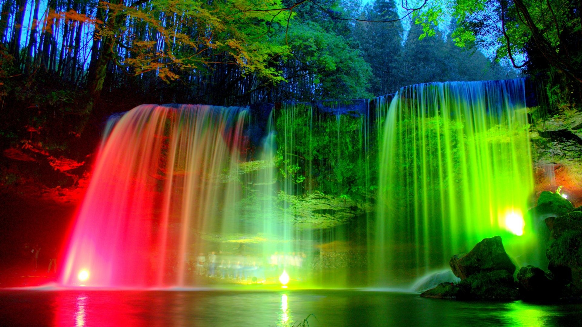 1920x1080 #66CC33 Color - Watefalls Colors Park Lights Nature Rainbow Falls Waterfall Wallpaper  Hd for HD
