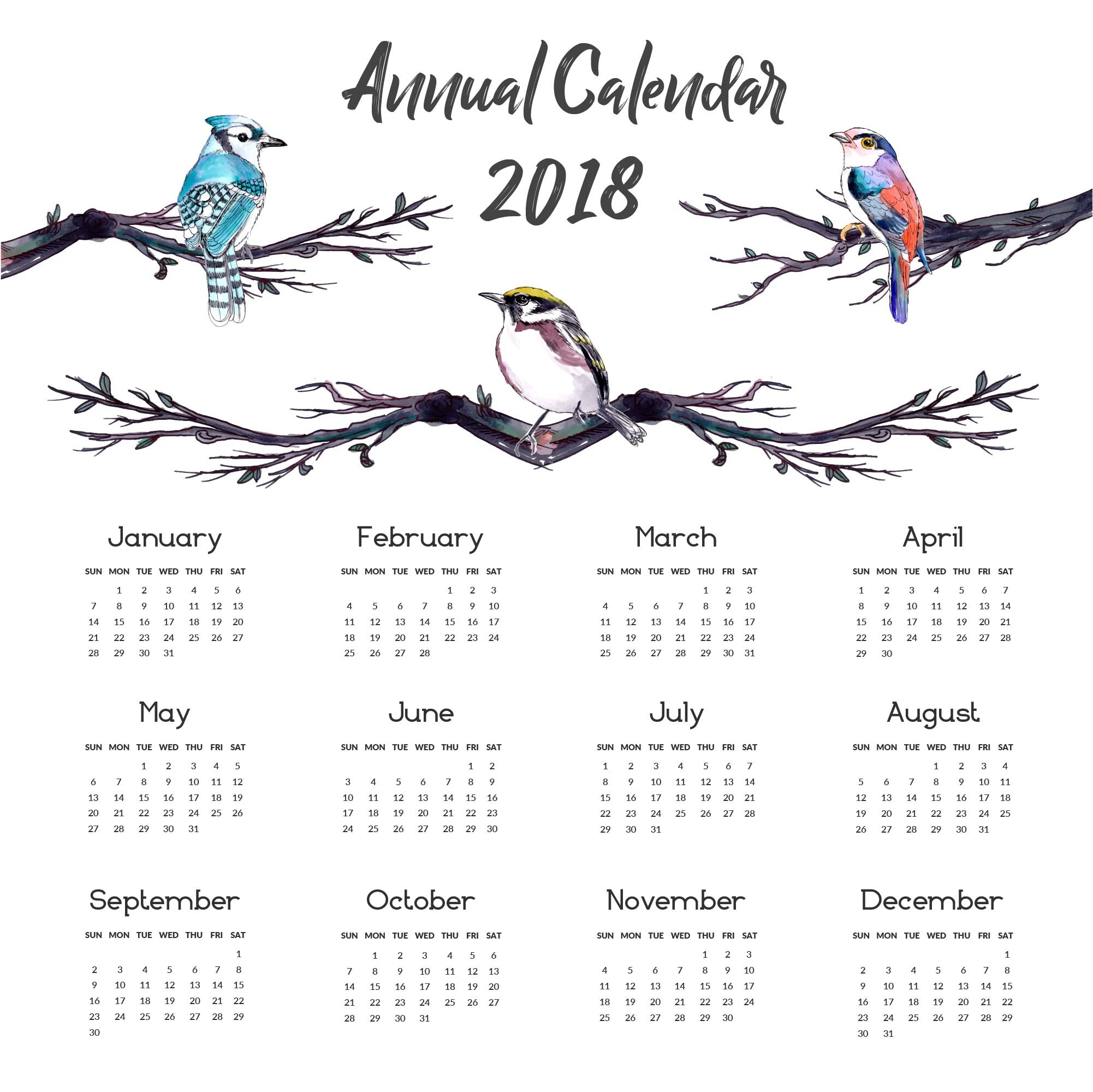 2002x2000 Monthly Calendar Wallpaper 2018
