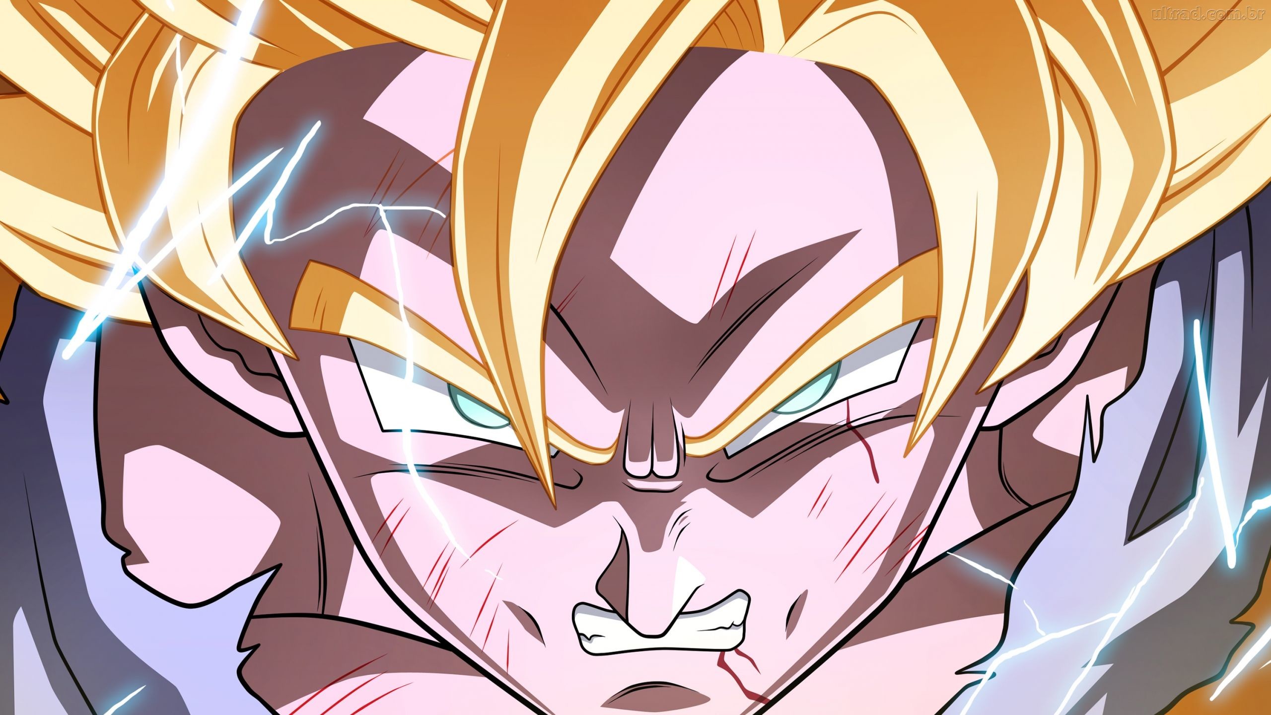 2560x1440 Super Saiyan 2 Goku, pissed off. I didn't have much time on my hands to do  it, but it was worth the time I spent on it, good fun.