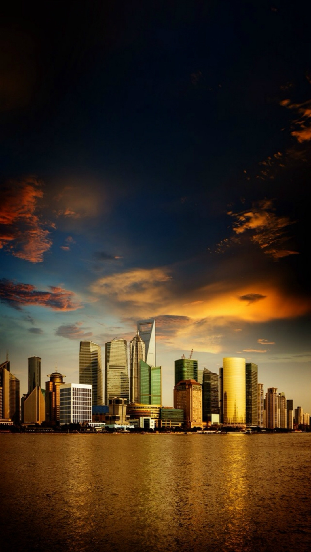 1080x1920 Modern High Skyscraper Riverbank Cityscape Skyview #iPhone #6 #wallpaper
