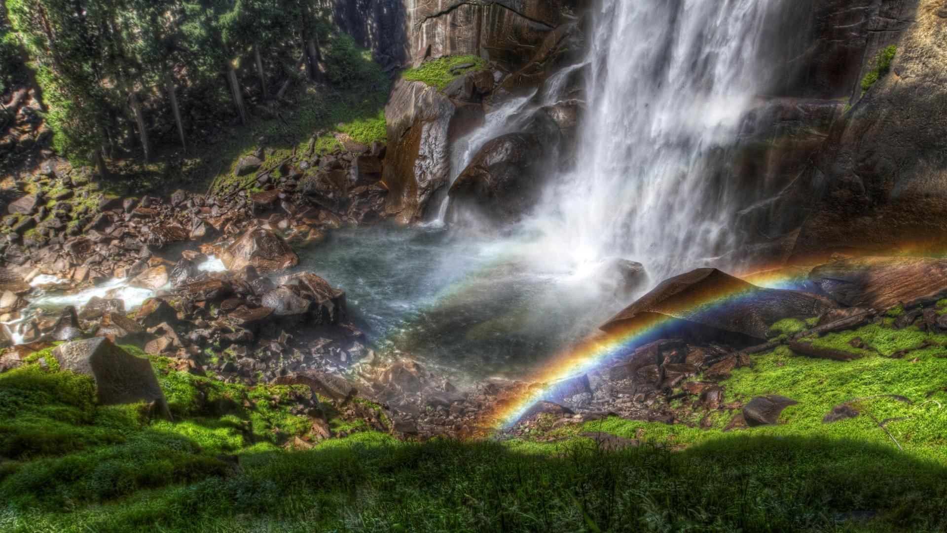 1920x1080 Rainbow Beautiful Real Waterfalls Wallpaper