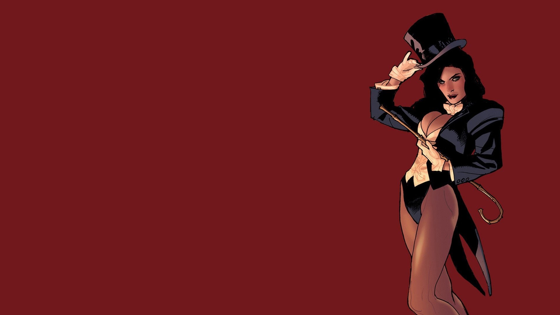 1920x1080 Zatanna, Adam Hughes, DC Comics, Red background, Illustration