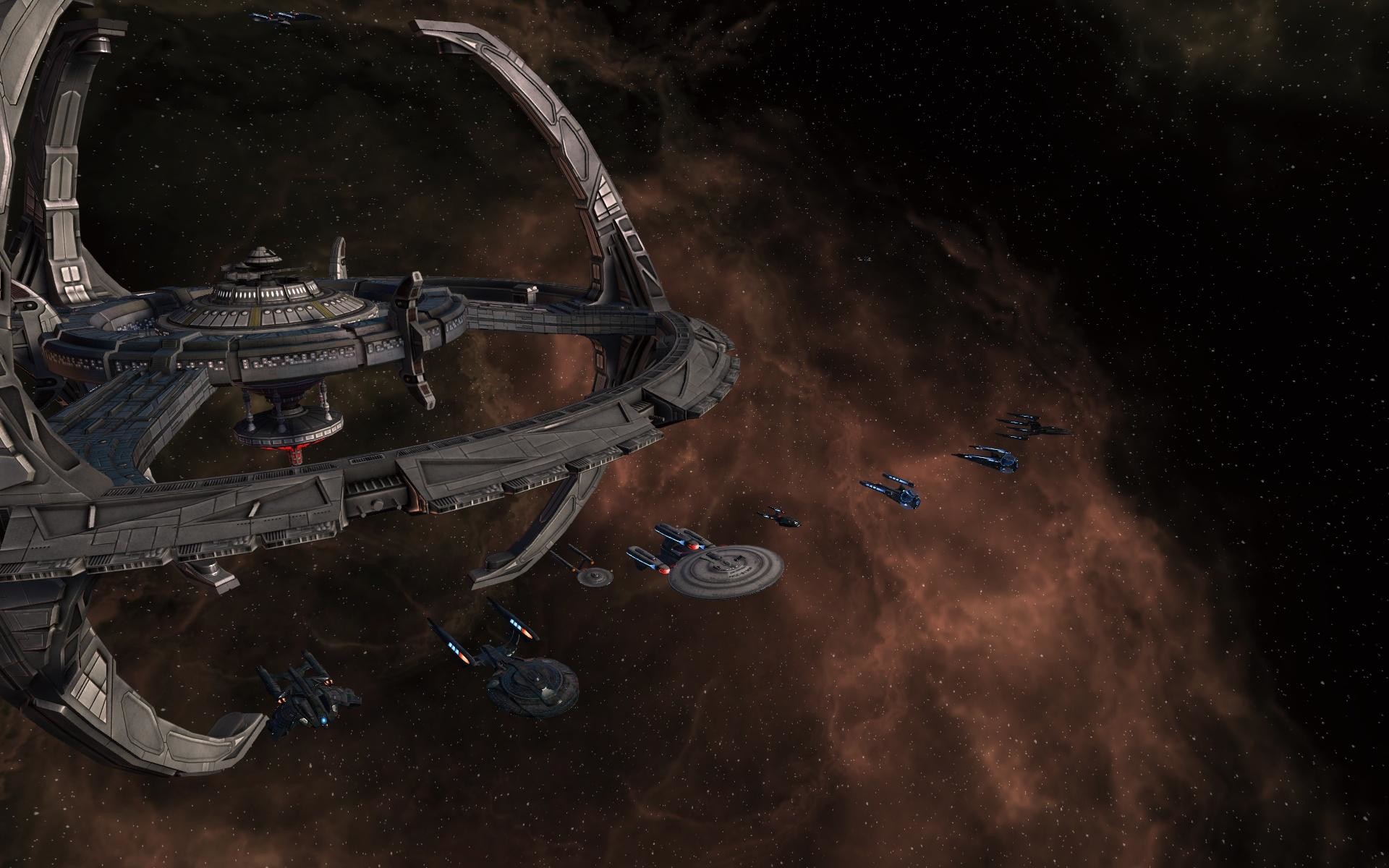 1920x1200 Deep Space Nine in Star Trek Online with parked(?) starships (1920 x 1200)  ...