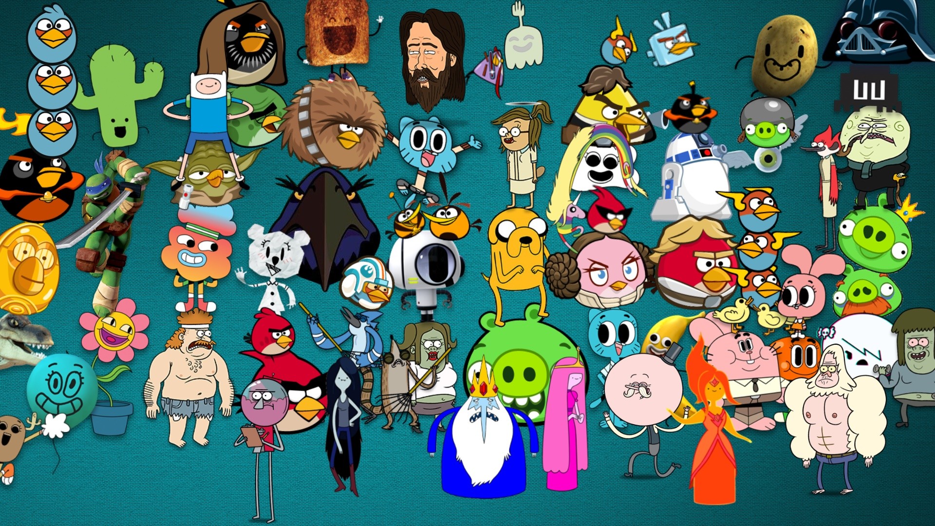 1920x1080 Adventure Time Angry Birds wallpaper