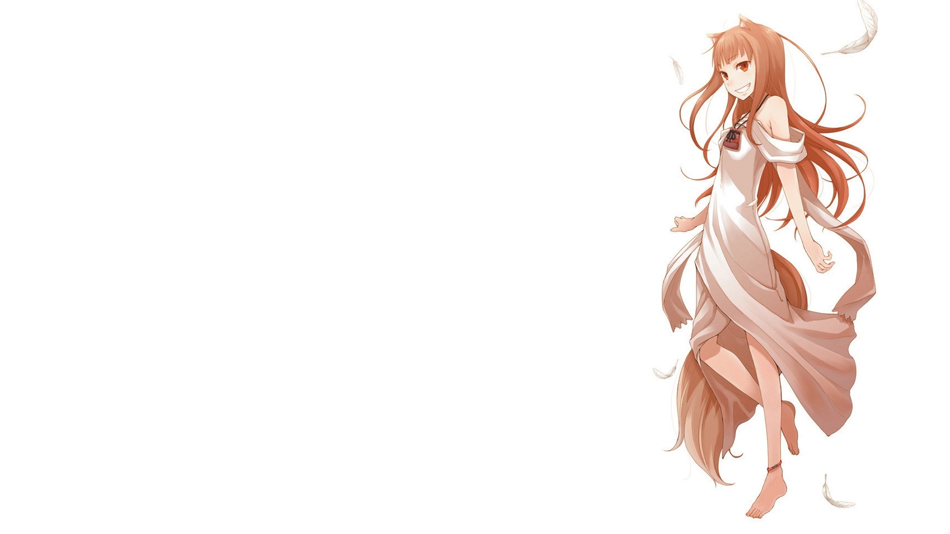 1920x1080 Preview wallpaper spice and wolf, horo, girl, move, smile, feathers  