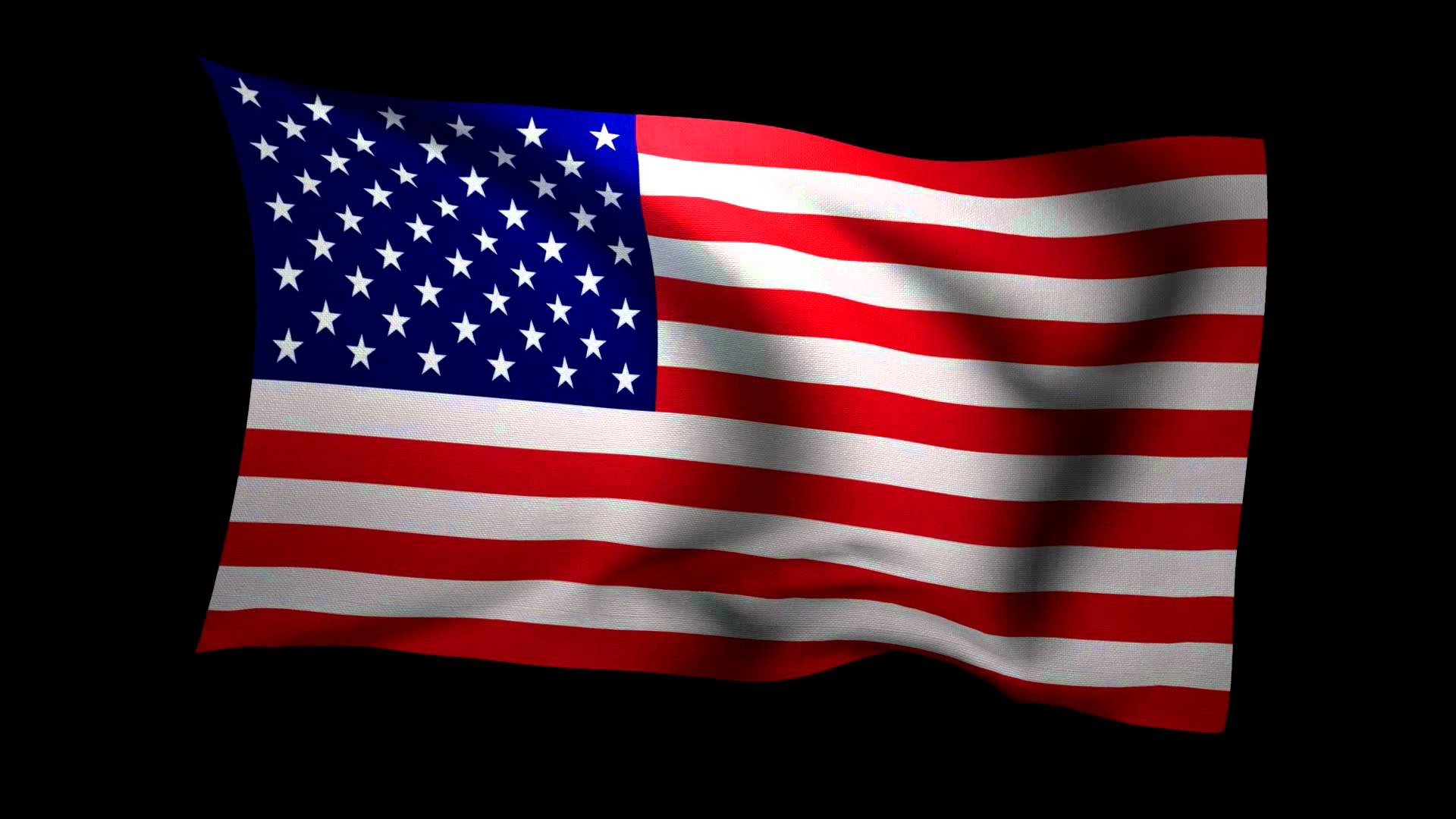 1920x1080 3D Rendering of the flag of the United States waving in the wind