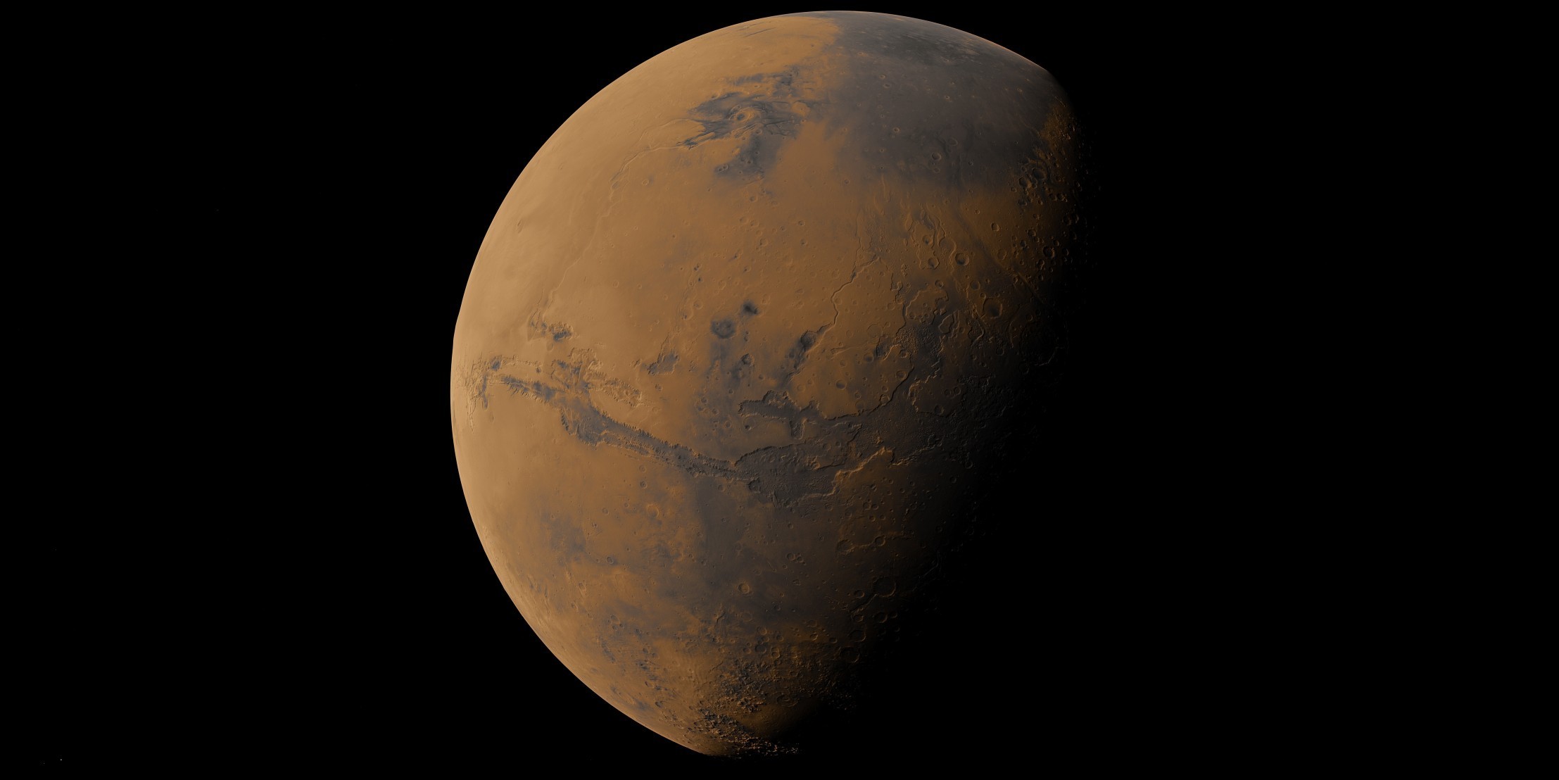 2215x1108 Mars, Half, Planet