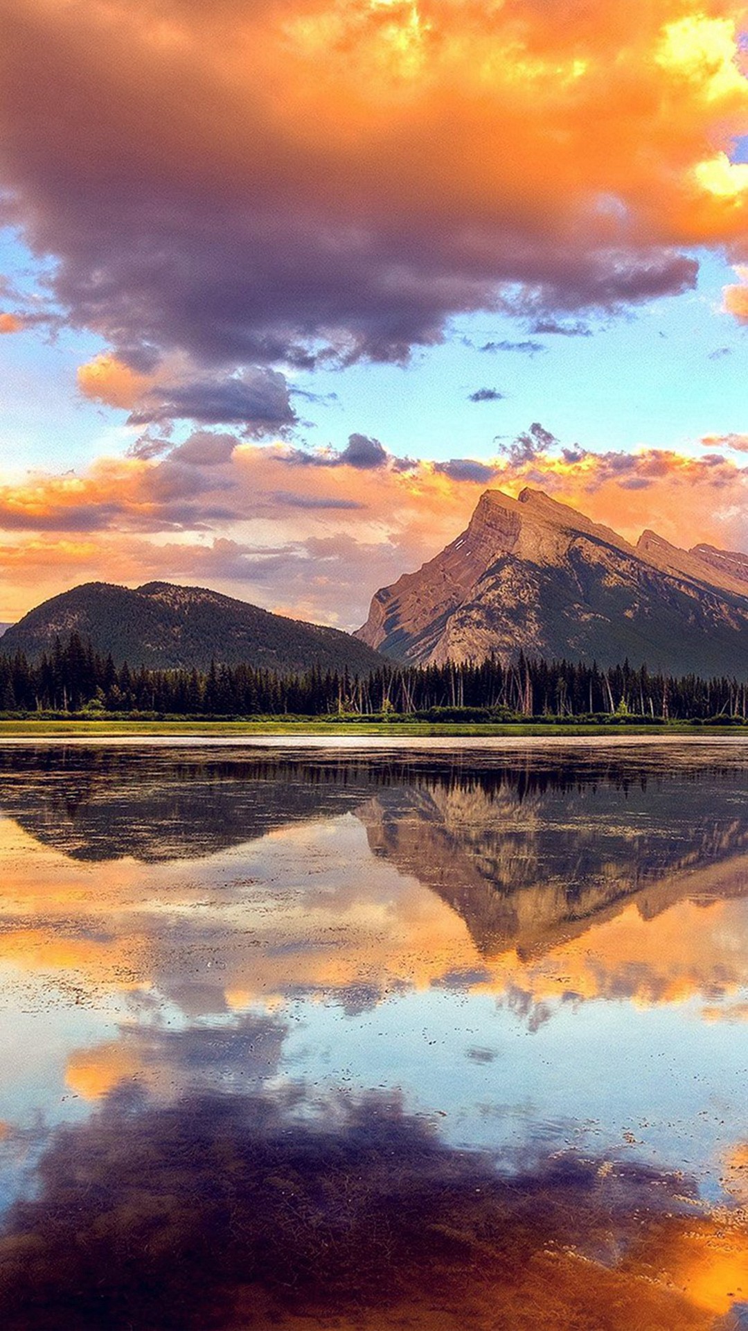 1080x1920 Mountain Lake Sunset Nature Summer #iPhone #7 #wallpaper