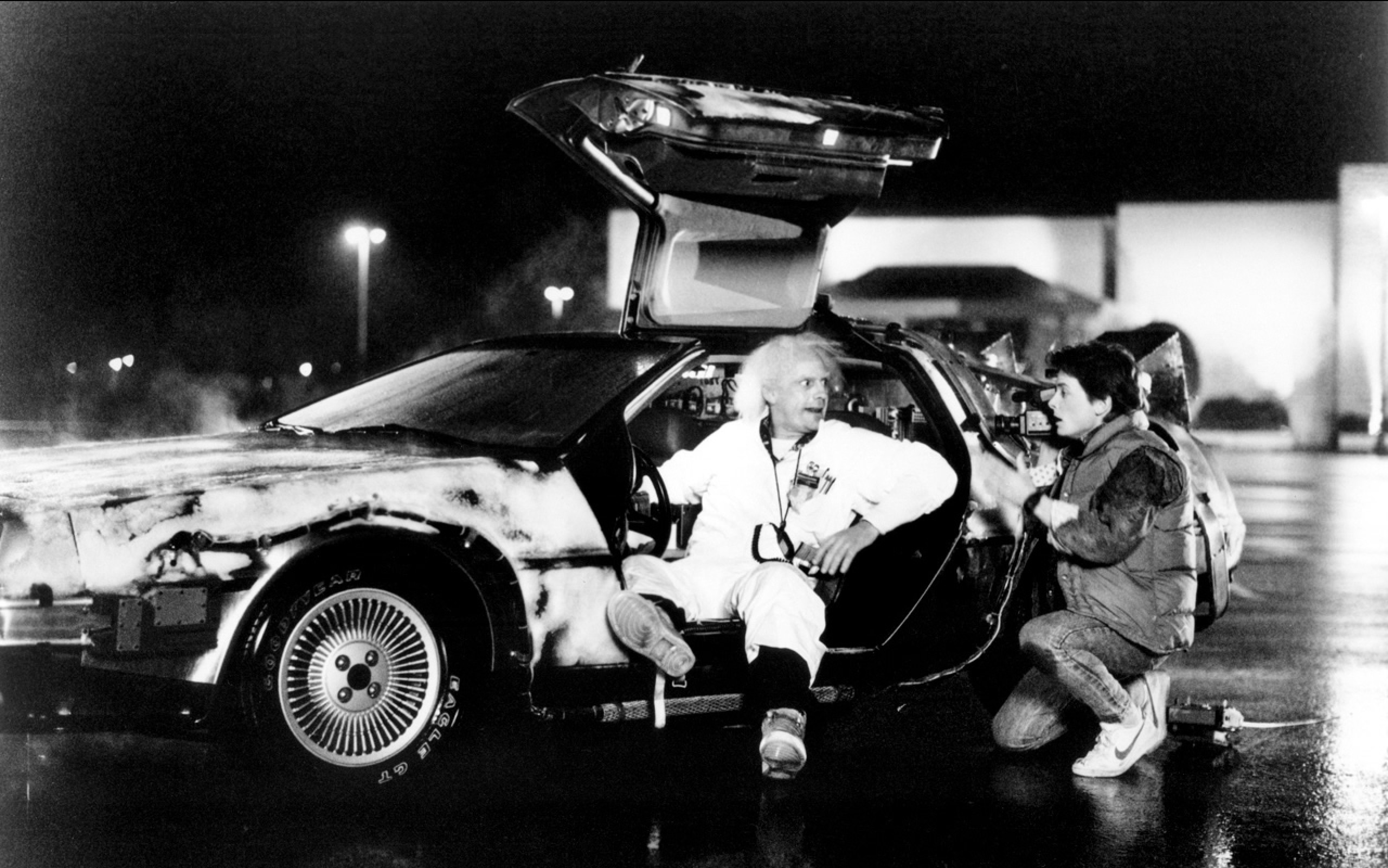 2560x1600 movies back to the future grayscale doc brown michael j fox marty mcfly  delorean dmc12 christopher
