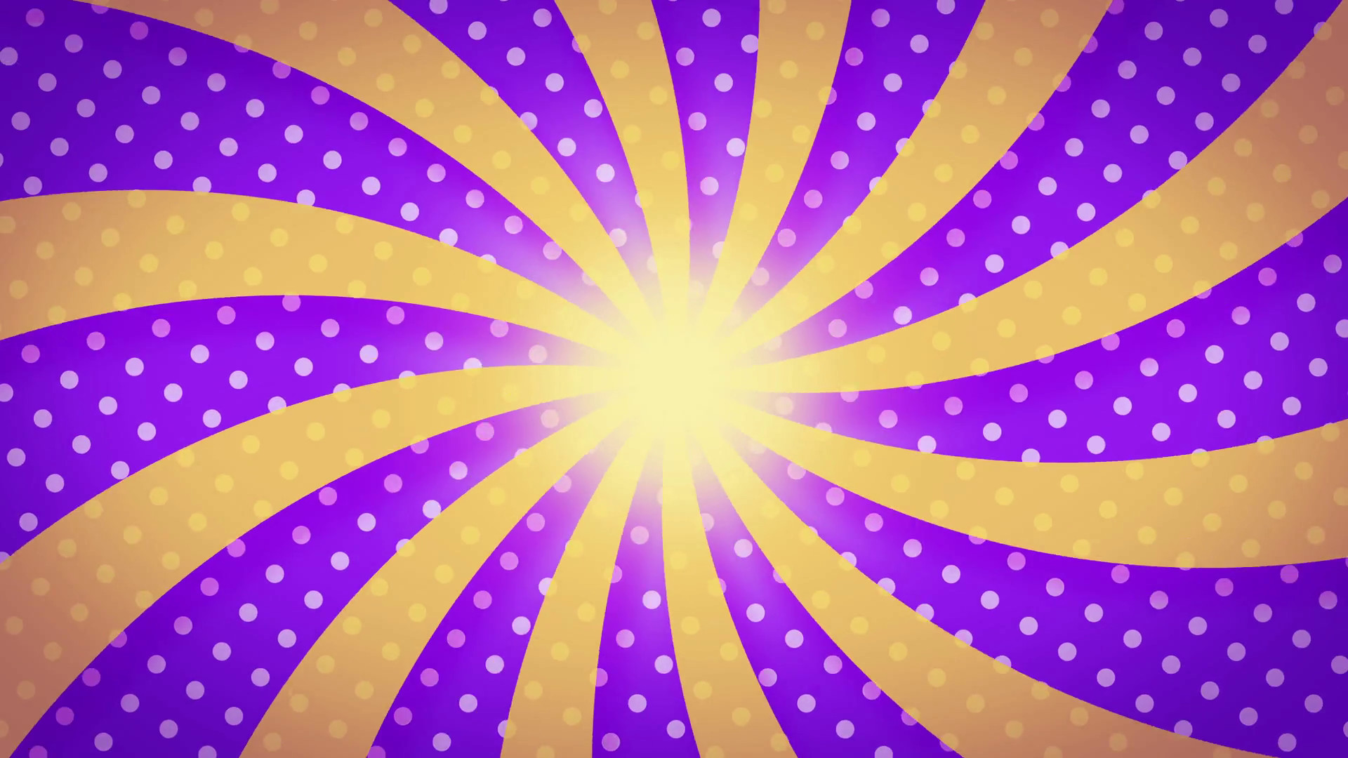 1920x1080 golden Twisted Sunburst rotating over purple background With white Dots  Pattern seamless loop for your logo