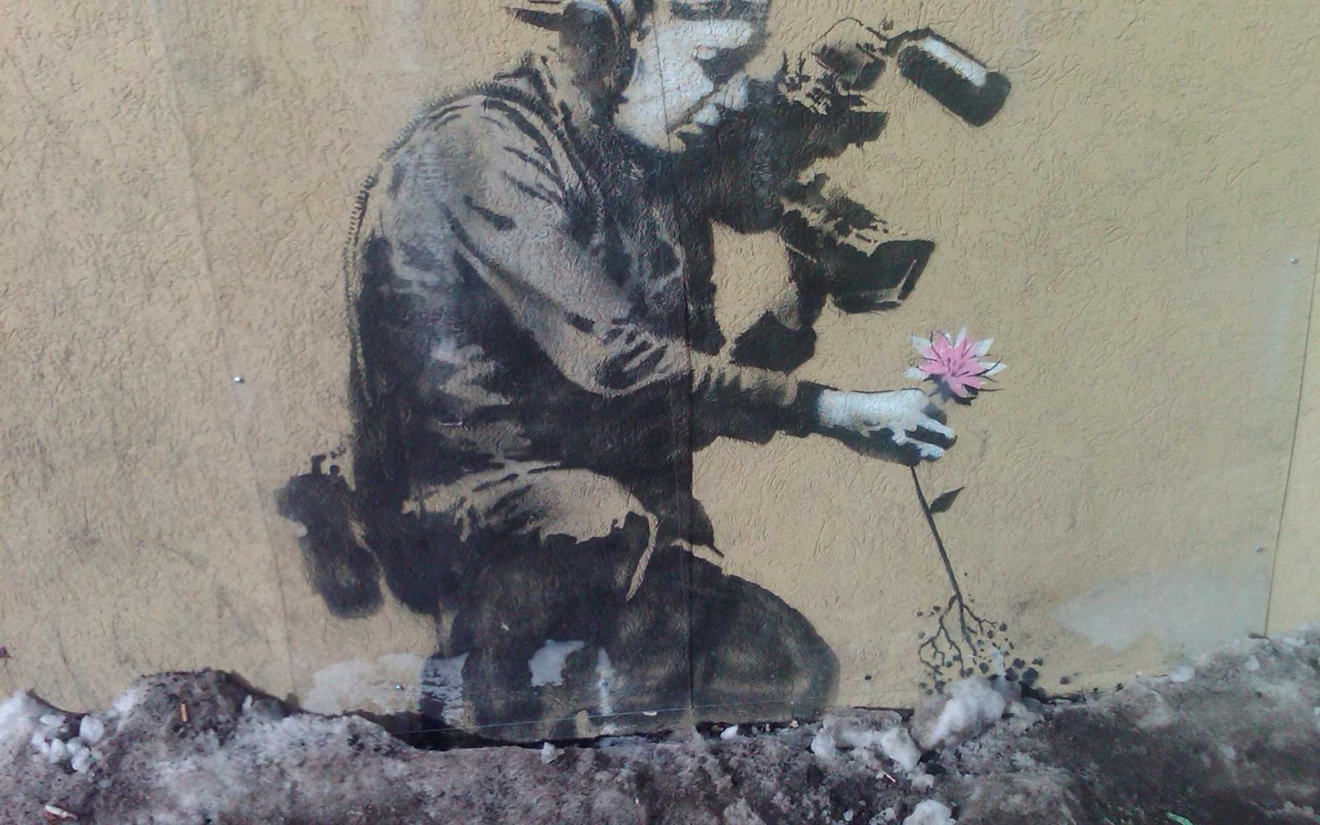 1920x1200 Banksy Flower Photographer
