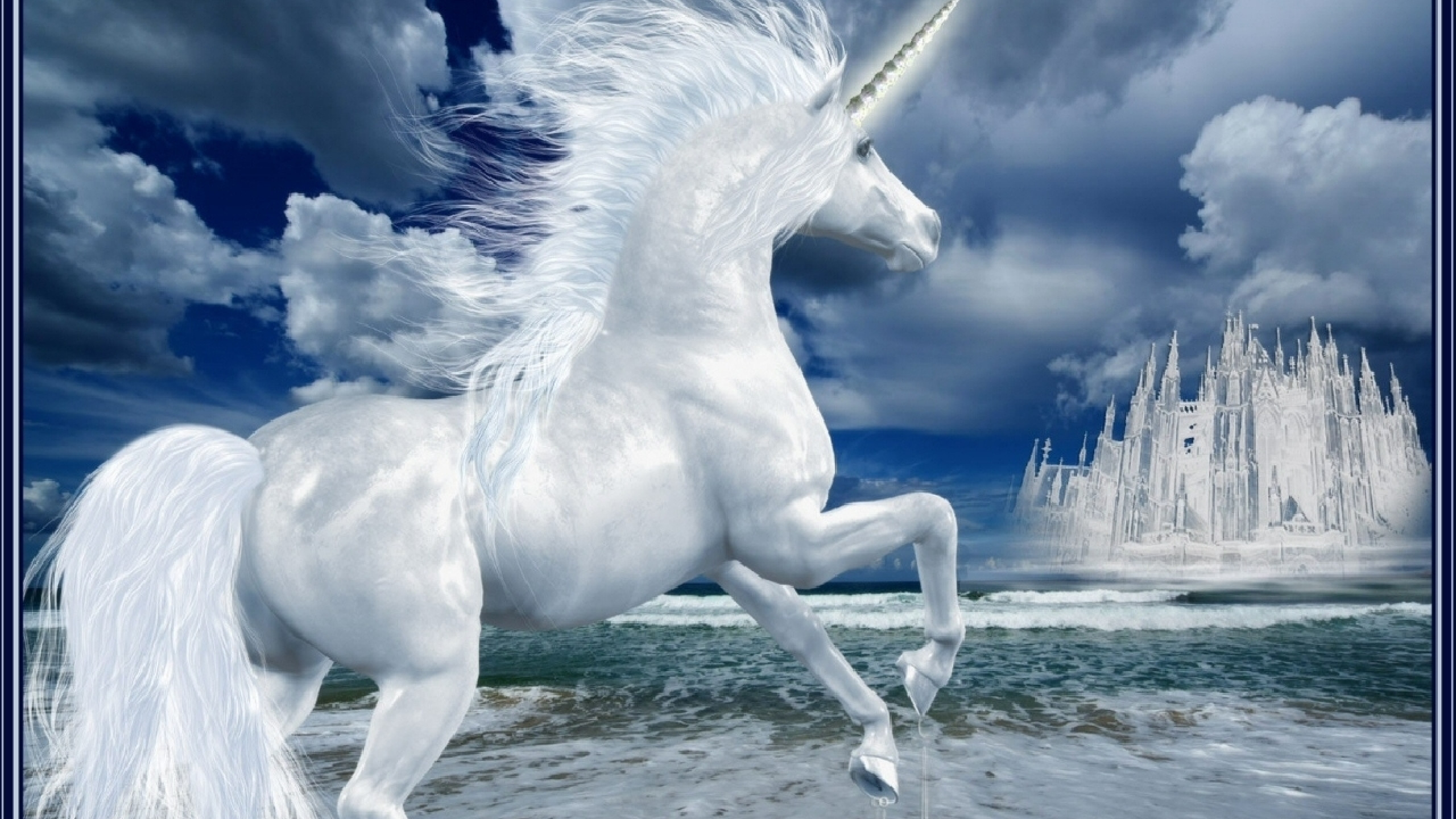 2560x1440 Preview wallpaper unicorn, lock, phantom, ice 
