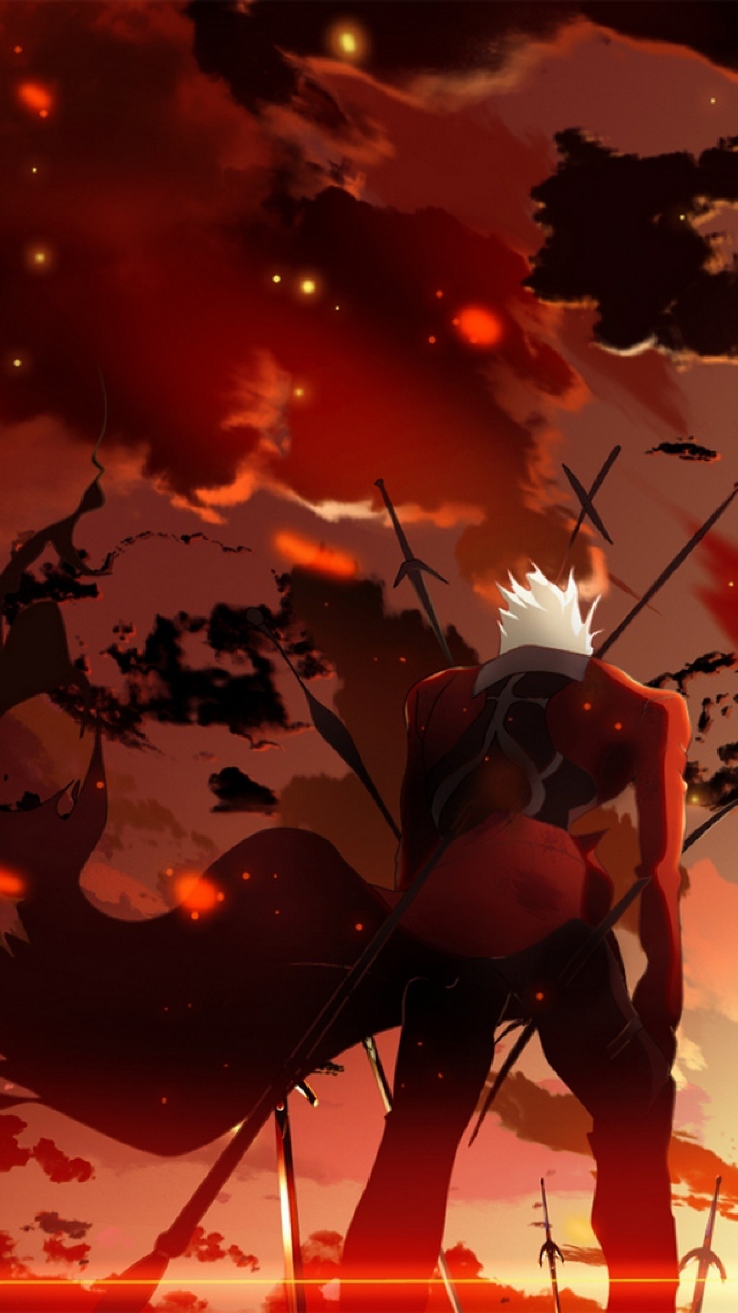 1440x2560 Preview wallpaper fate stay night, archer, sunset, man 