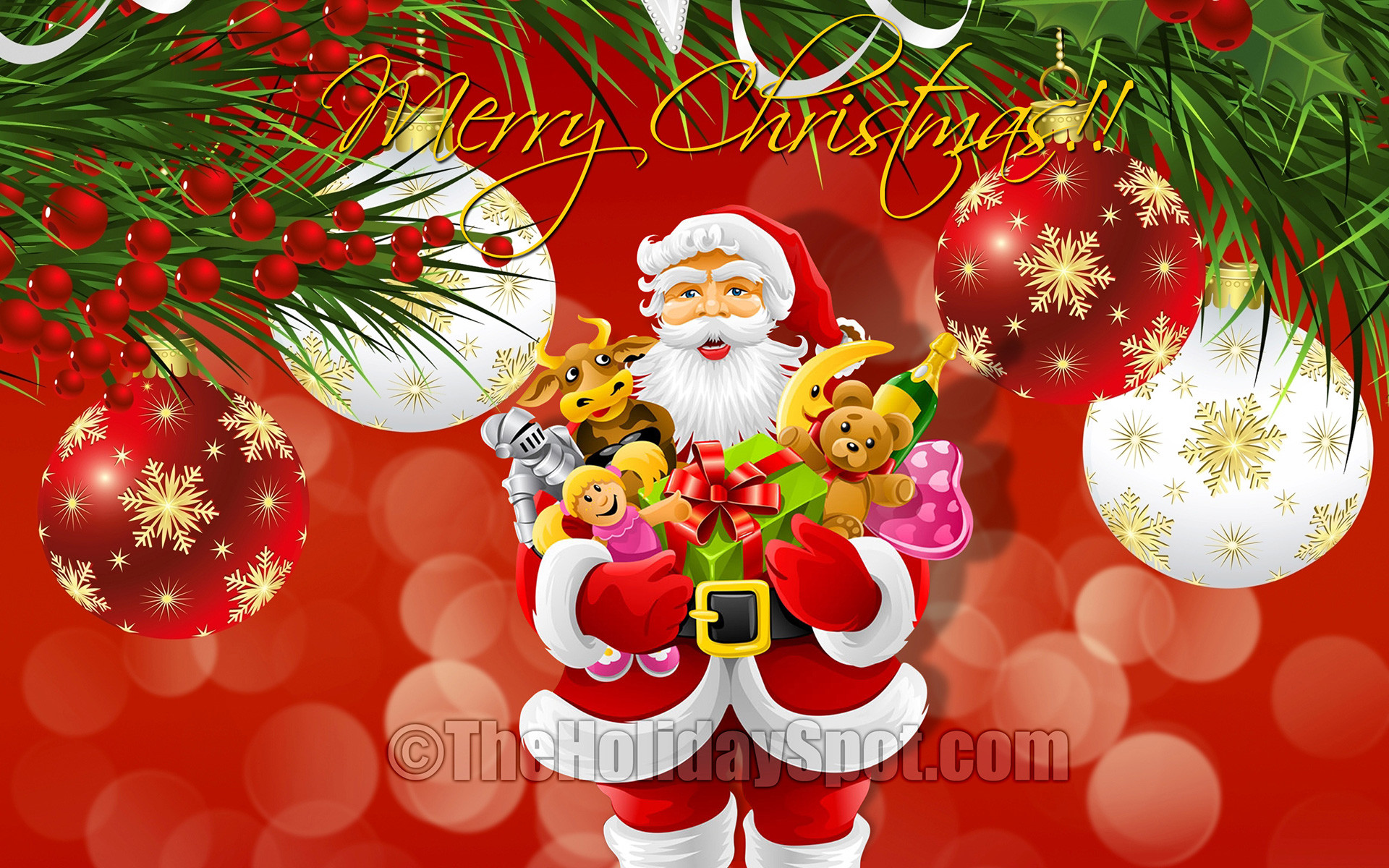 1920x1200 Santa with Toys in Christmas Wallpaper