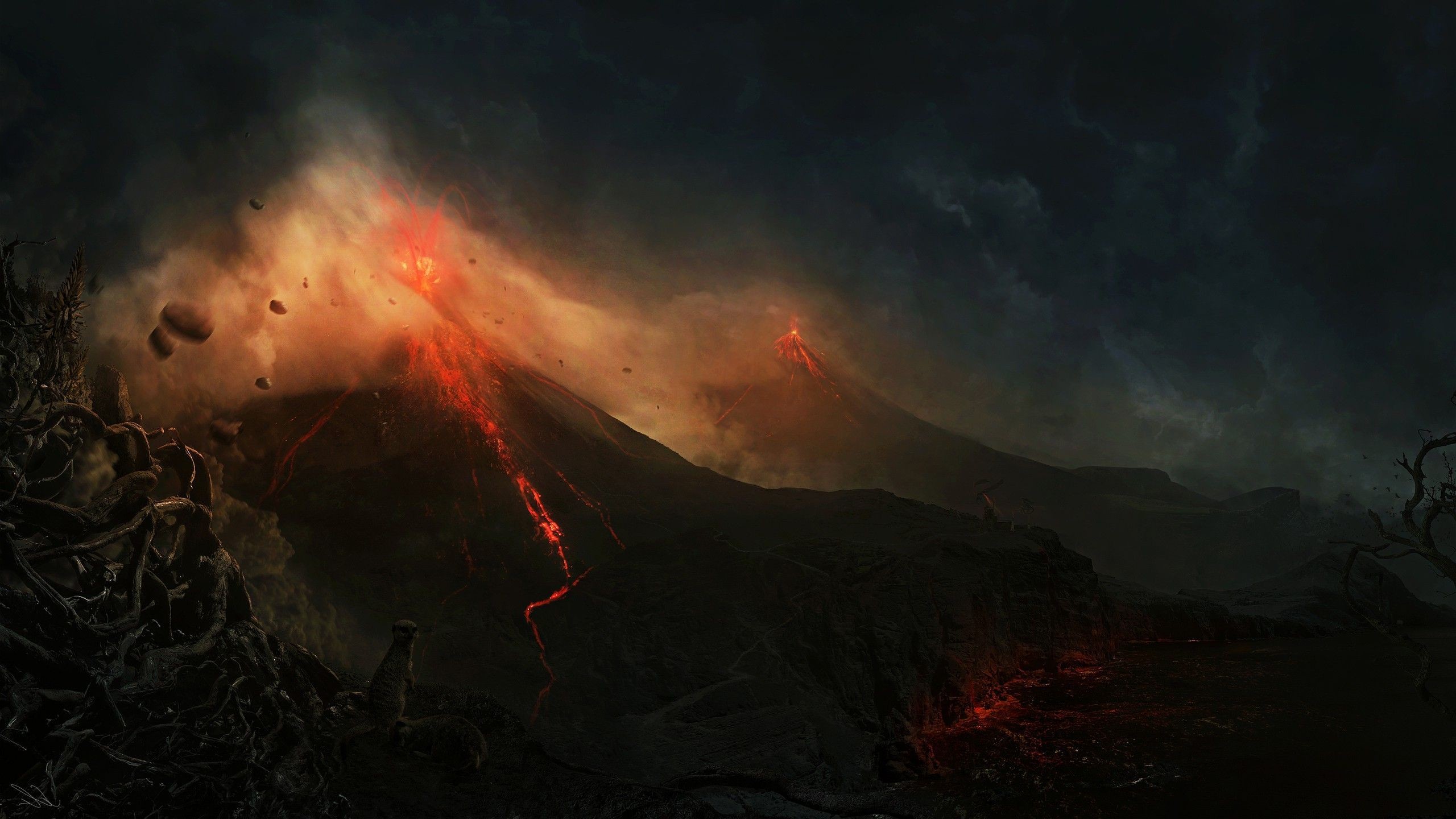 2560x1440 ... Volcano eruption HD Wallpaper 