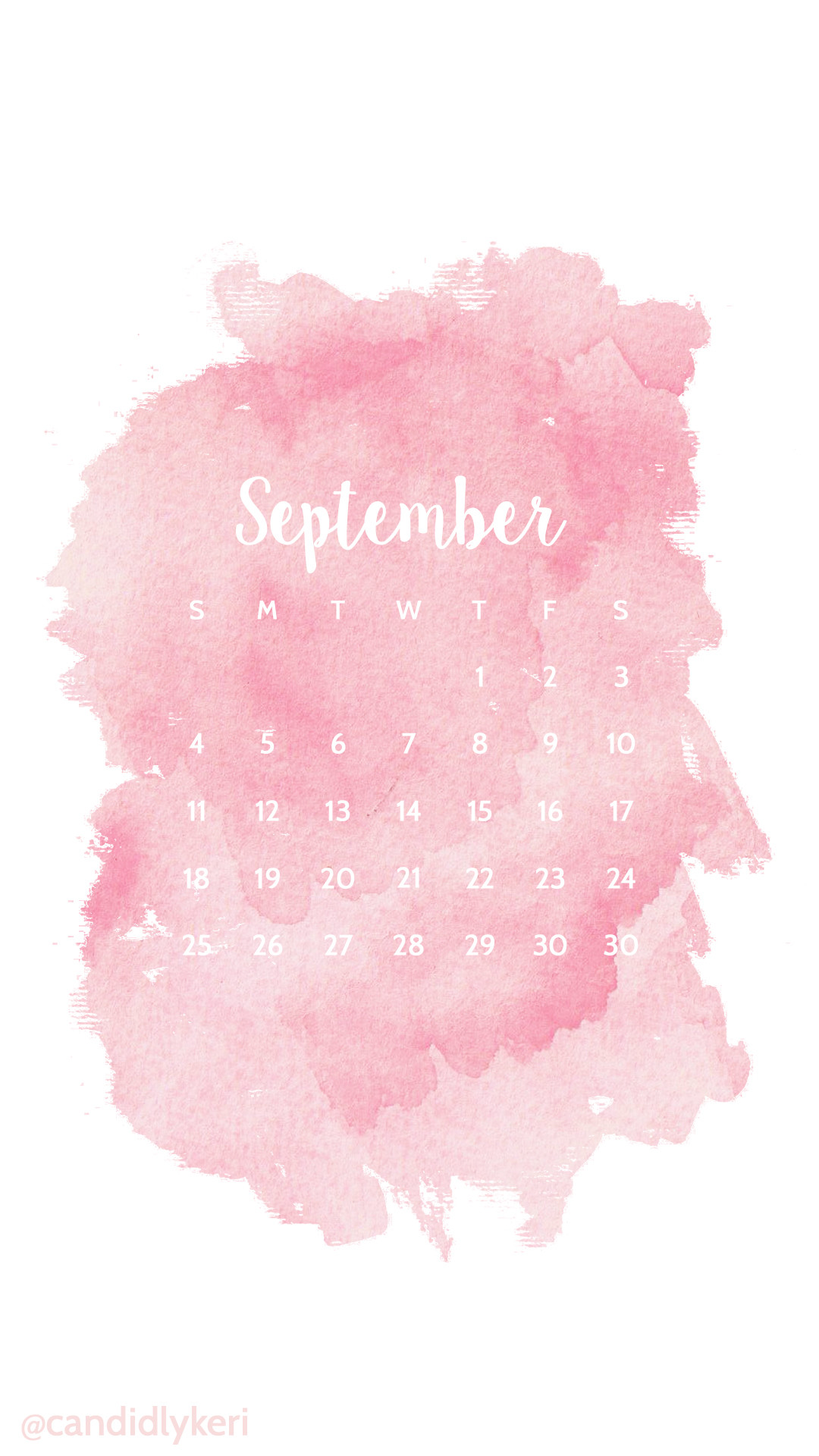 1080x1920 Pink blush watercolor September calendar 2016 wallpaper you can download  for free on the blog!