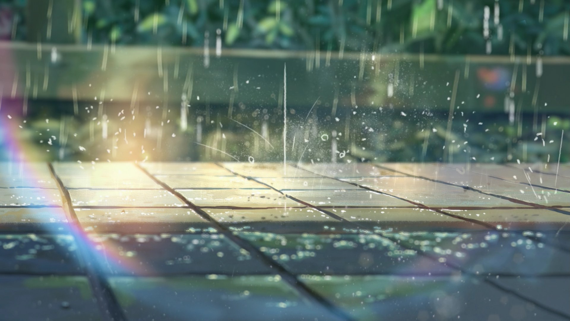 1920x1080 summer, Sunlight, Rainbows, Rain, Pavements, Makoto Shinkai