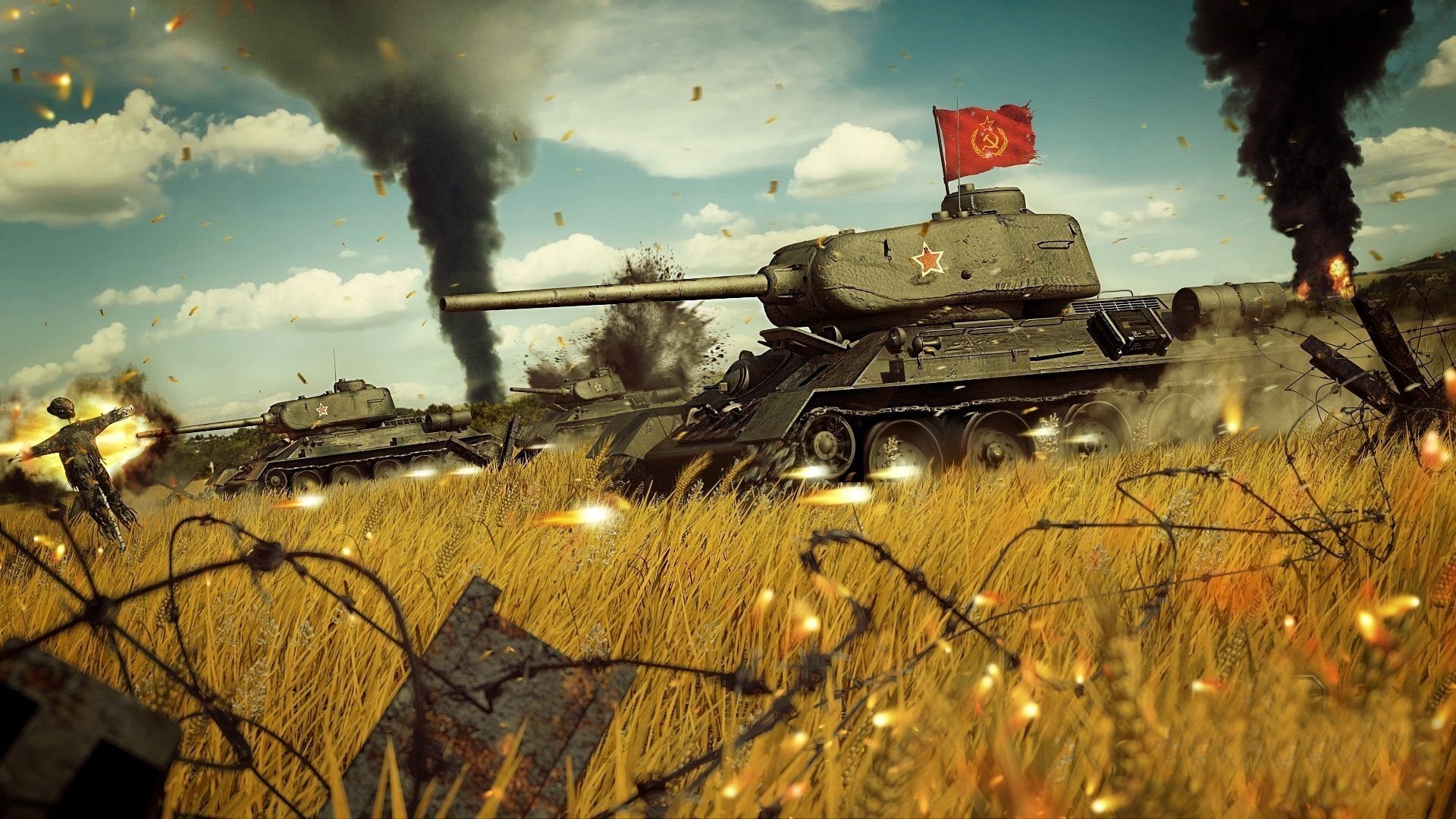1920x1080 t-34-85 red army war standard attack