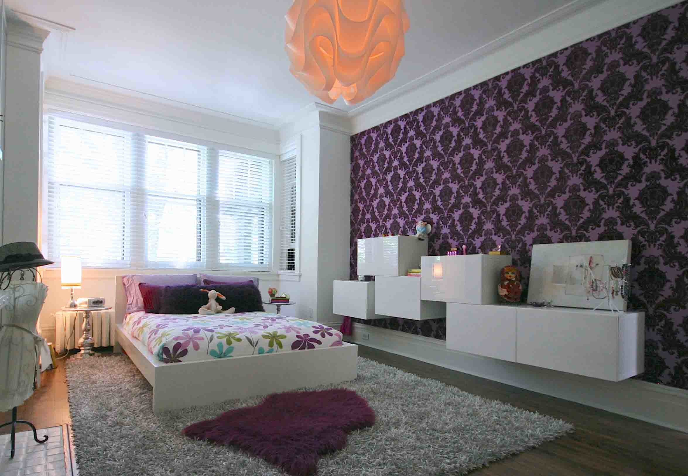 2350x1628 Purple abstract bedroom wallpaper idea