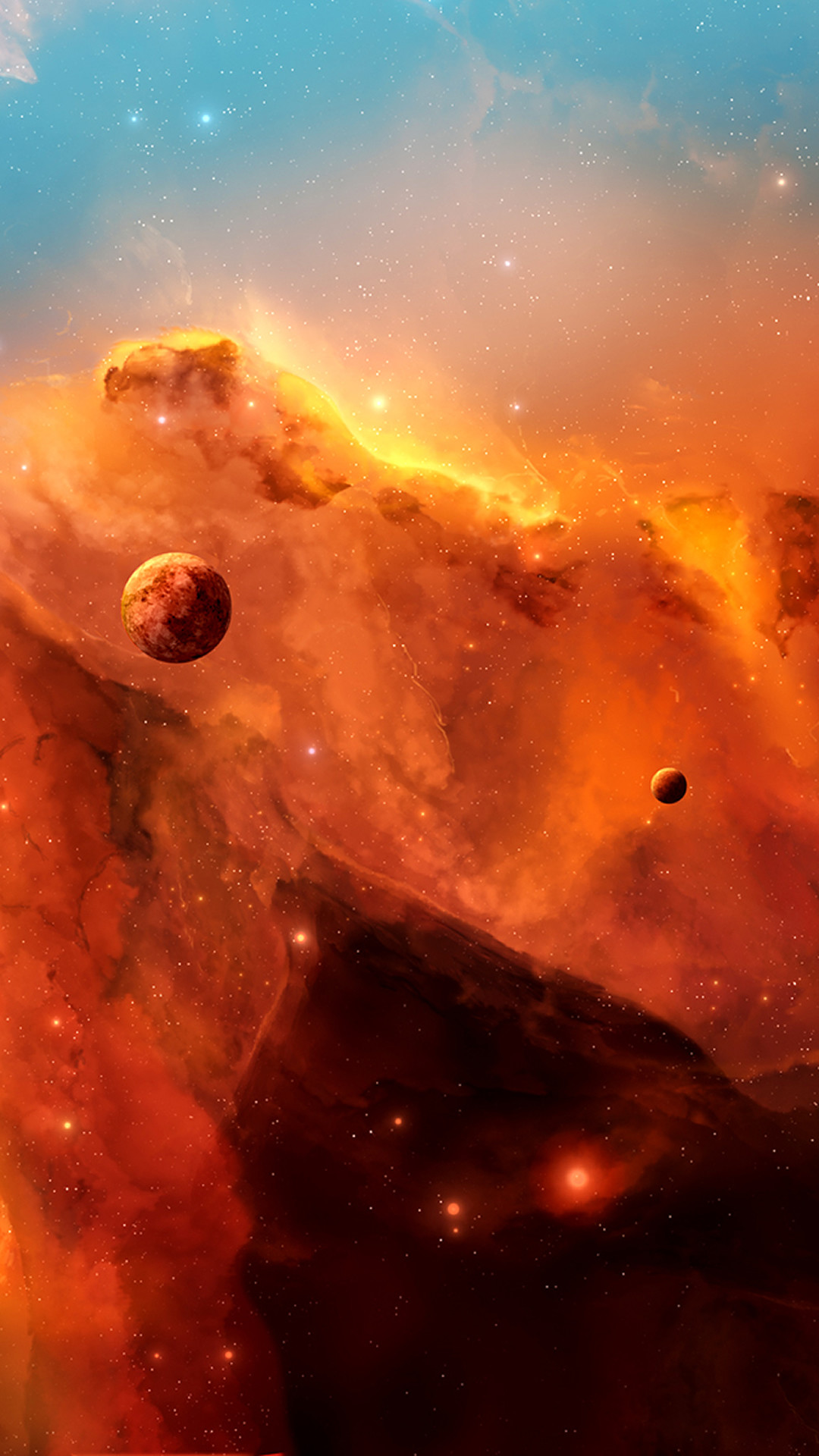 1080x1920 Space Clouds Planets Illustration #iPhone #6 #plus #wallpaper