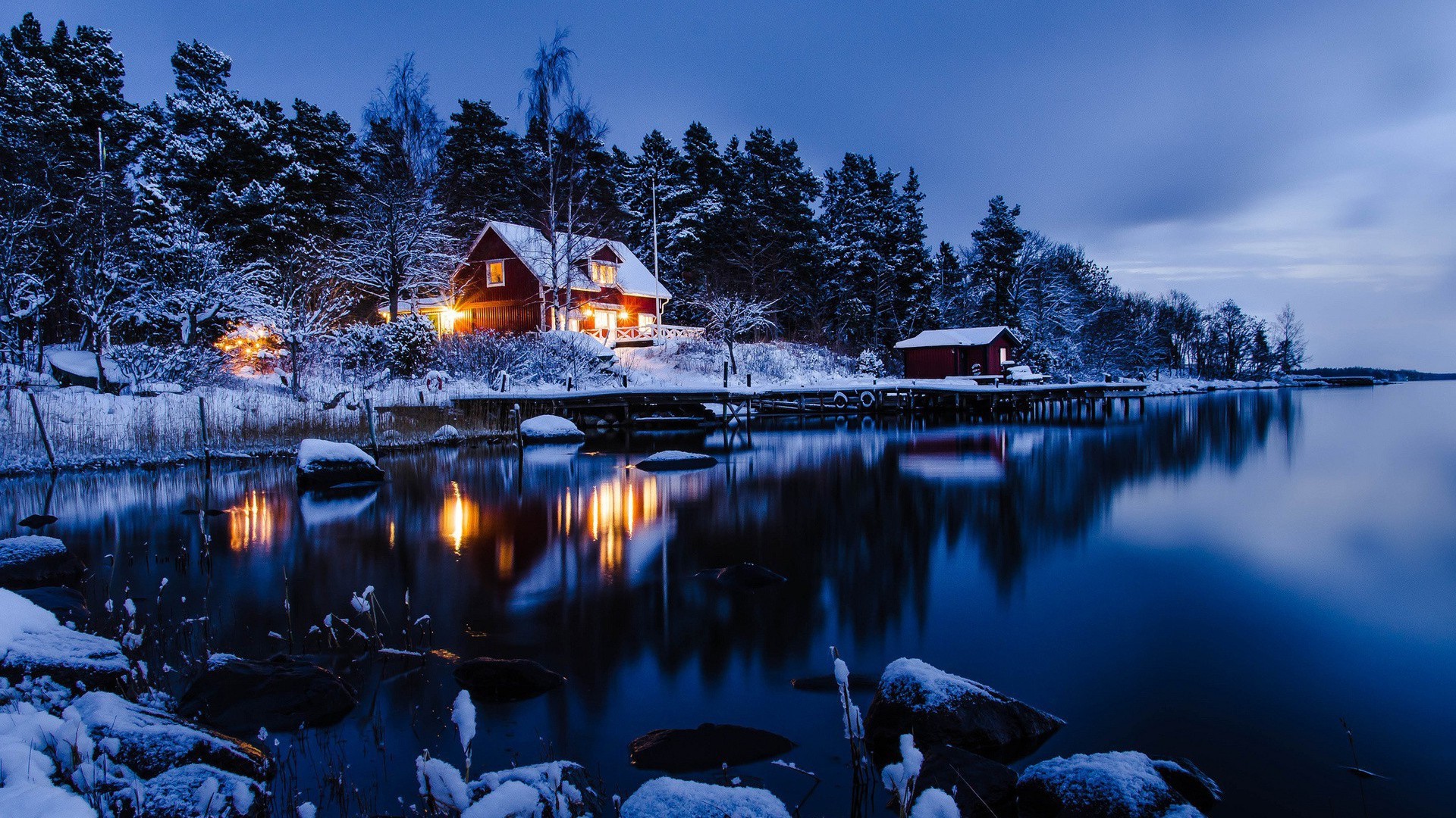 1920x1080 night, Cabin, Sweden, Snow, Winter, Landscape, Space Wallpapers HD / Desktop  and Mobile Backgrounds