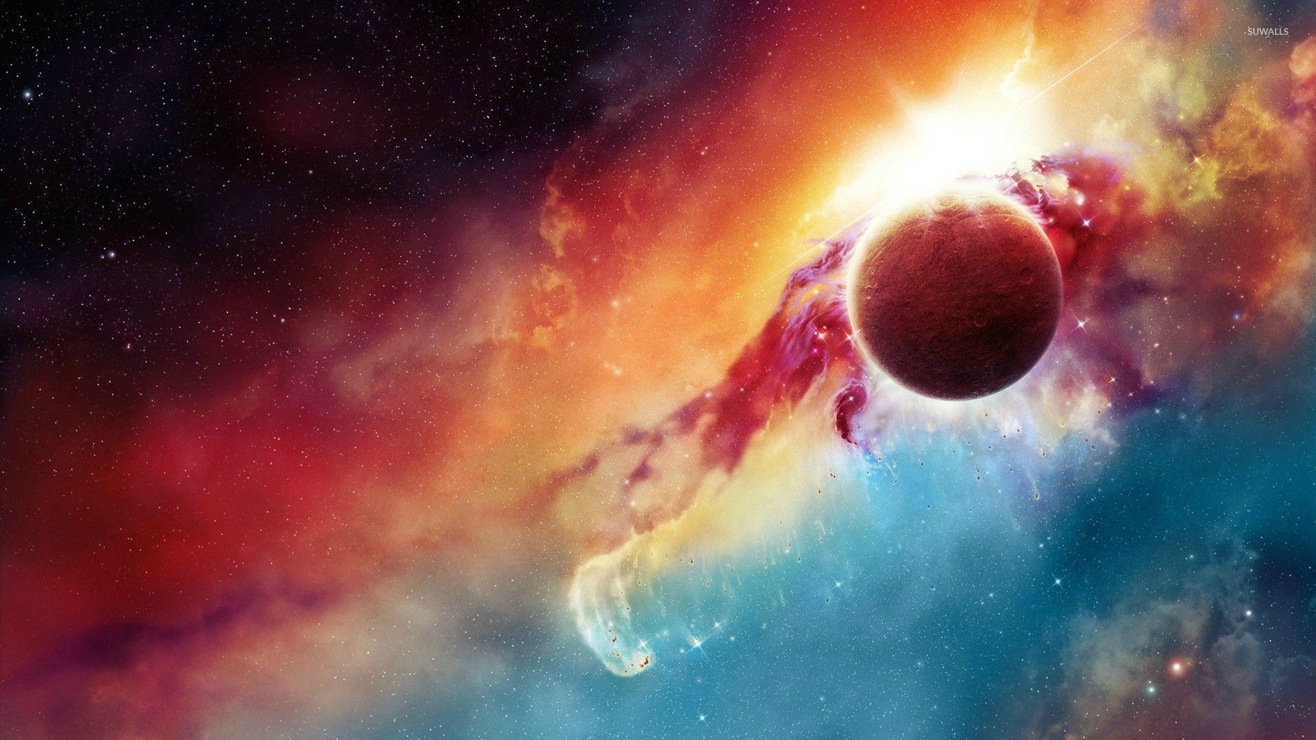 1920x1080 Colorful nebula behind the planet wallpaper Â· Space Â· Nebula Â· Planet Â·   ...