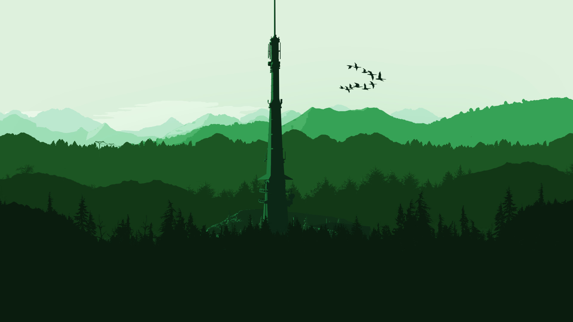 1920x1080 mediaI made a Wallpaper in the style of Firewatch ...