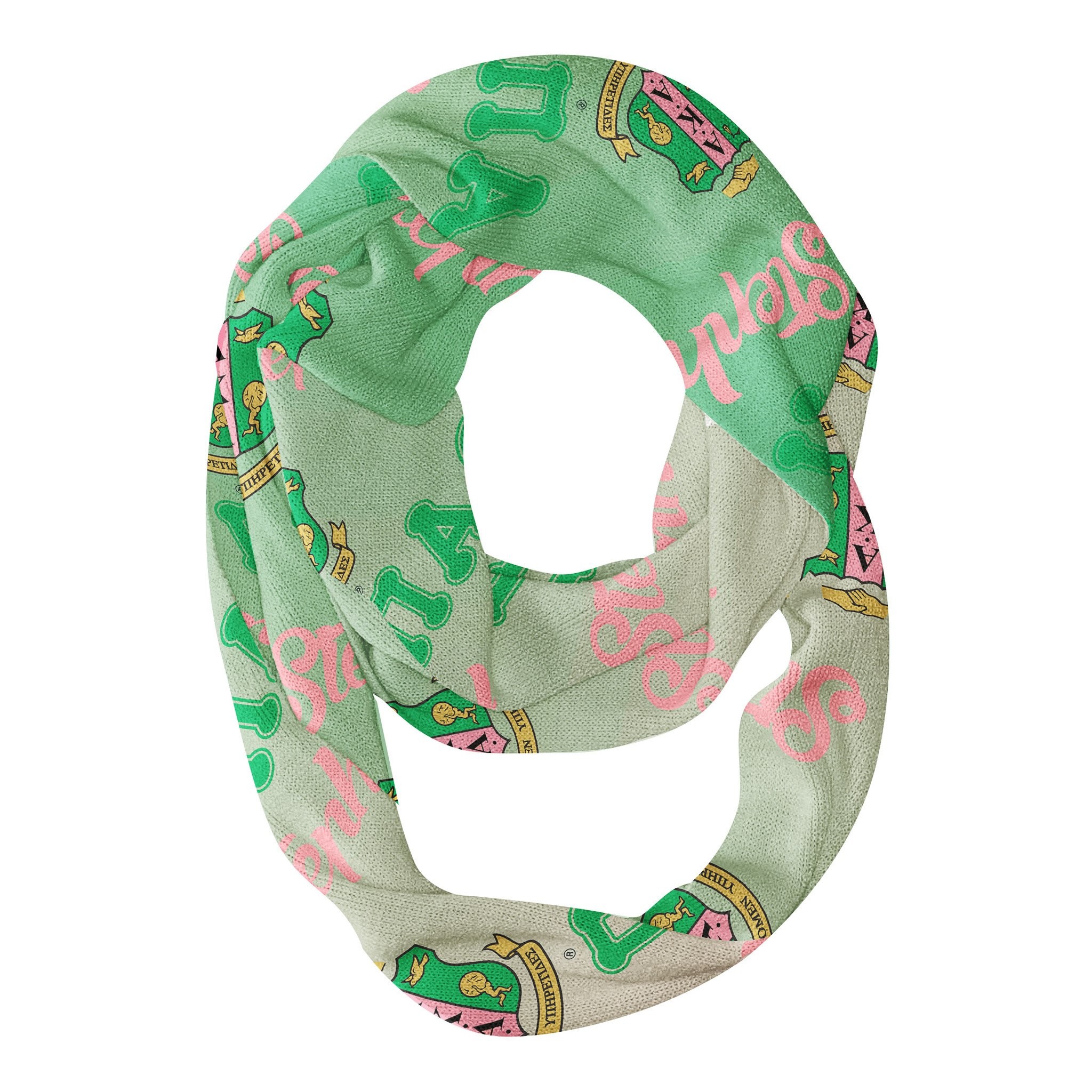 2048x2048 AKA Adult Infinity Scarf Pink & Green Ombre w/Personalized Name & Chapter  Letters ...