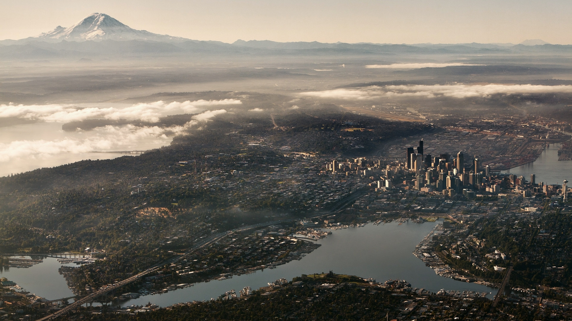 1920x1080 Preview wallpaper seattle, usa, top view, panorama 