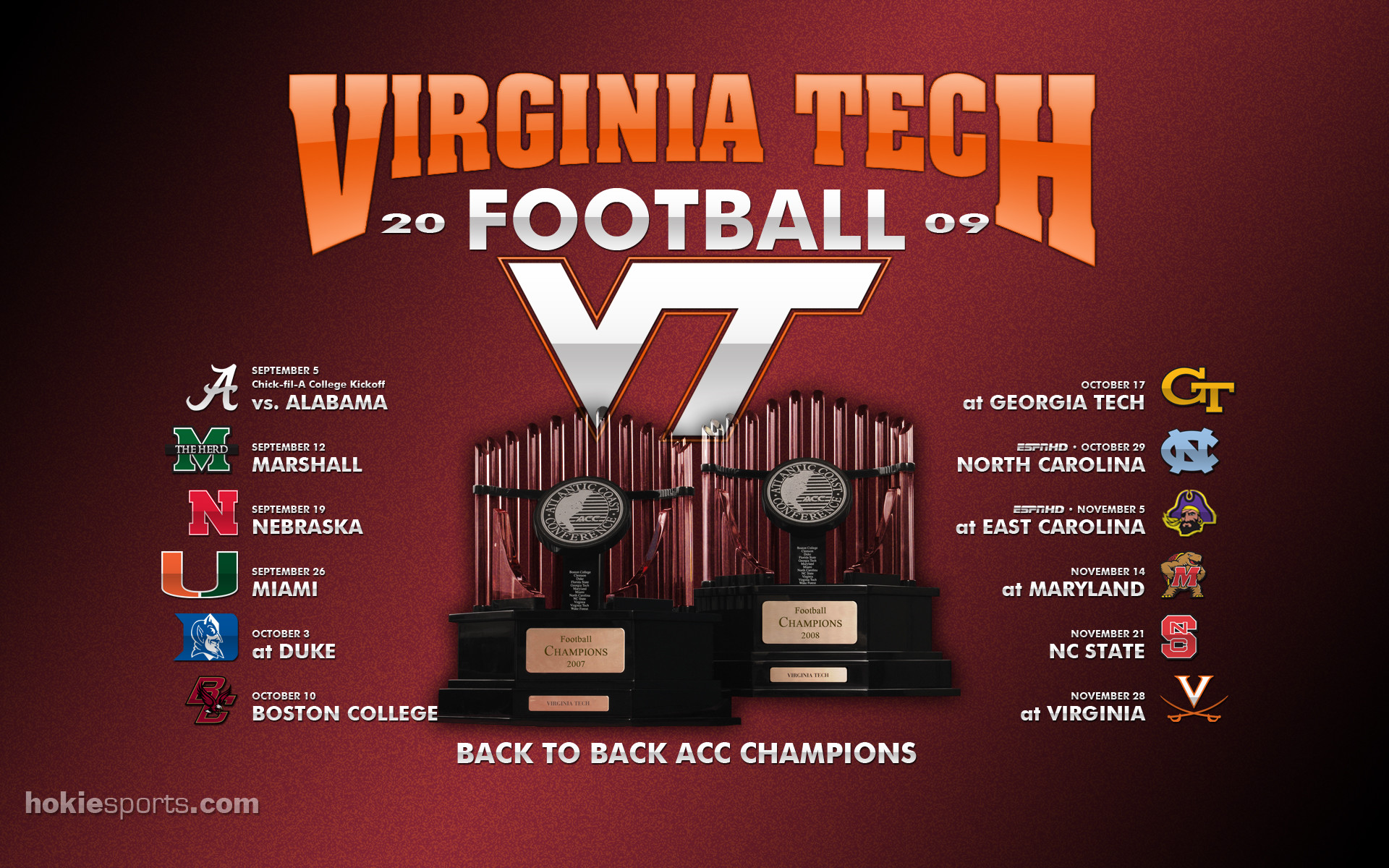 1920x1200 schedule thursday with two time defending champion virginia tech s 12  