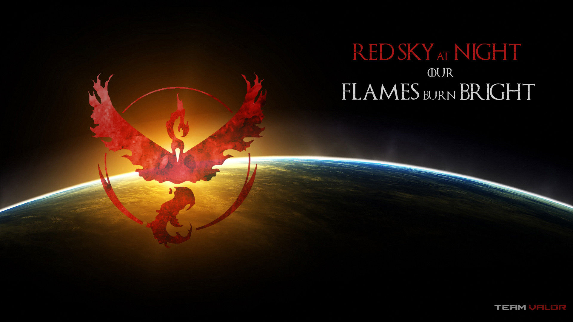 1920x1080 Red Sky at Night our flames burn bright - Team Valor PC wallpaper