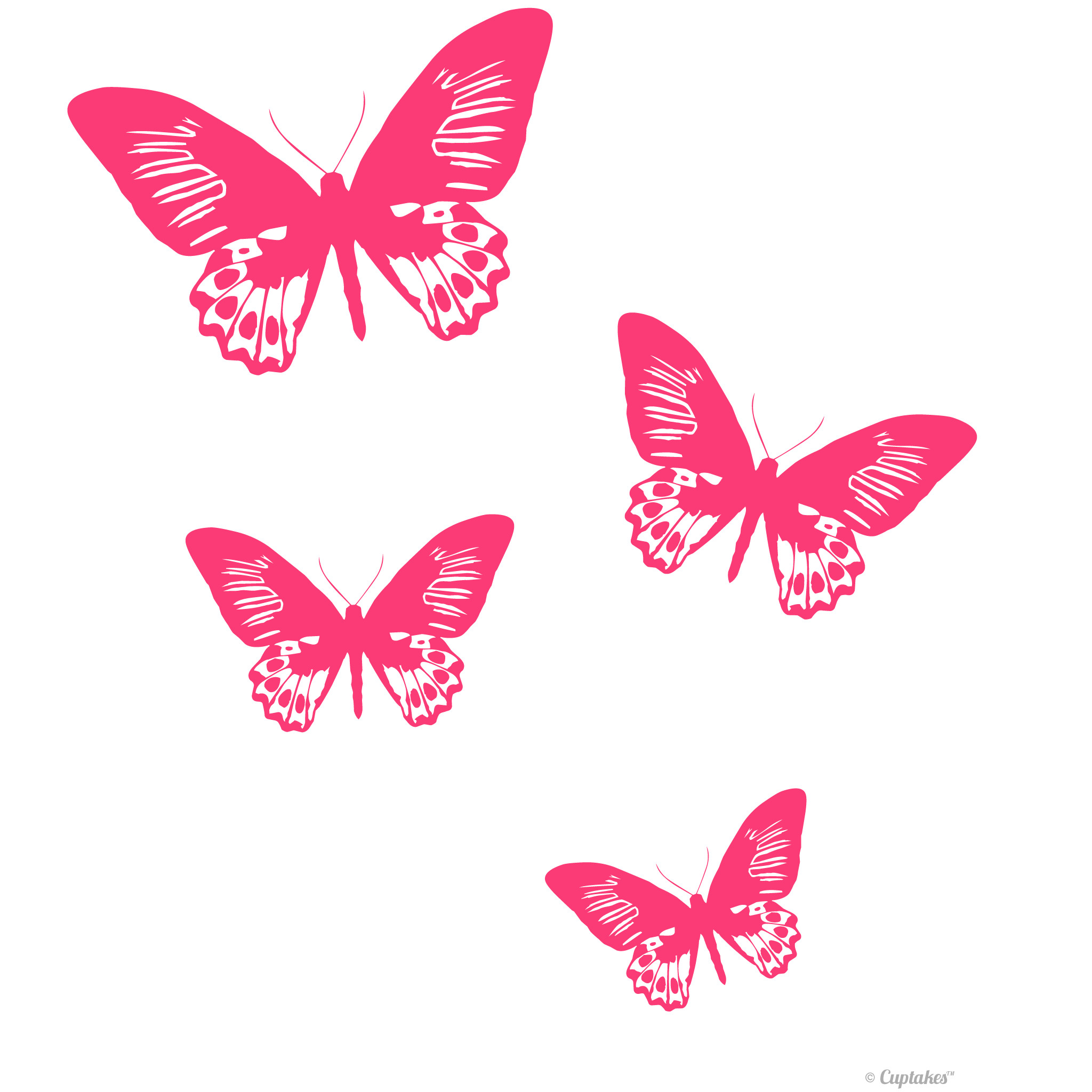 Векторные розовые бабочки на белом фоне