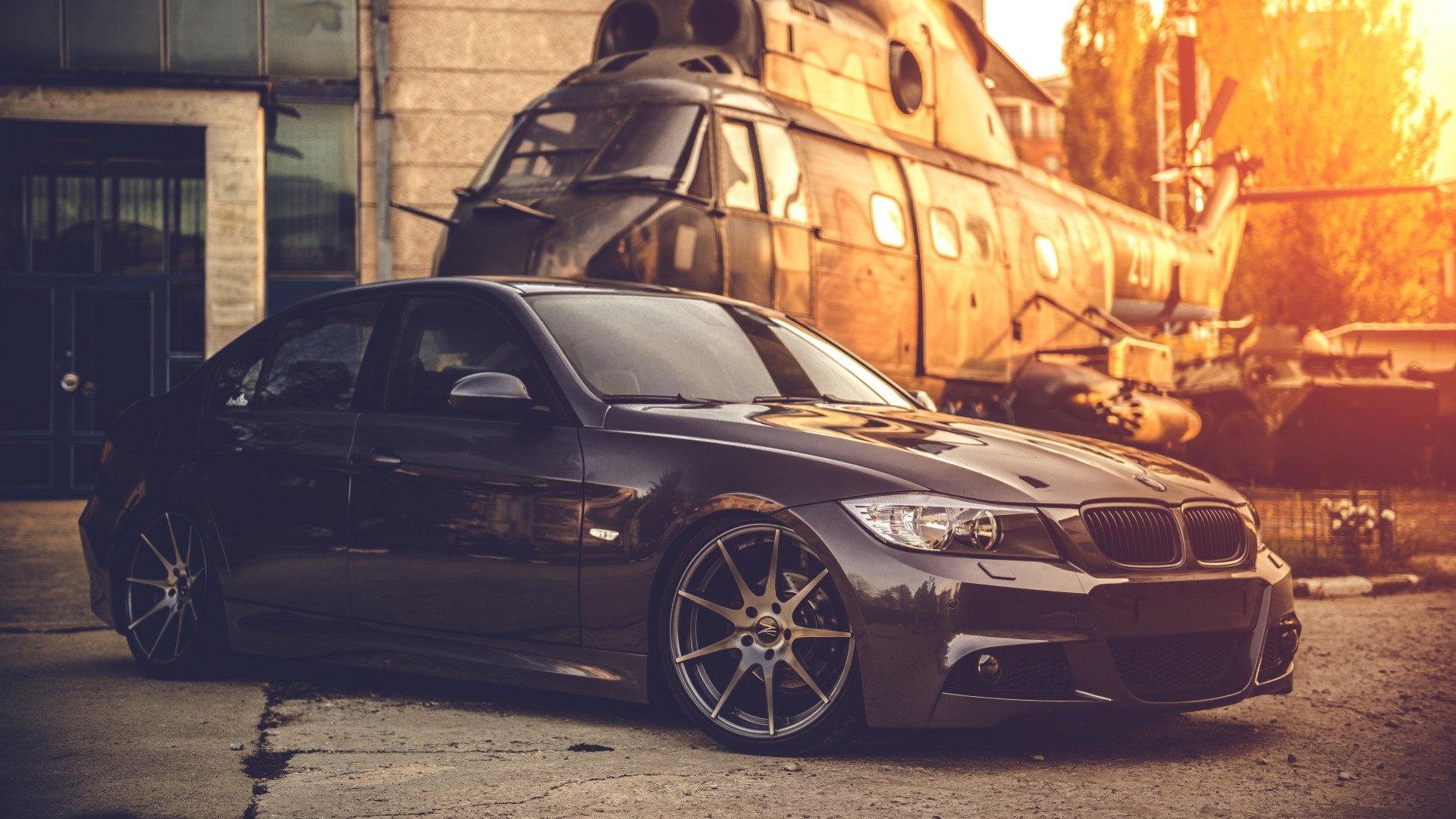 1920x1080 Preview wallpaper bmw, e90, deep concave, black, helicopter 